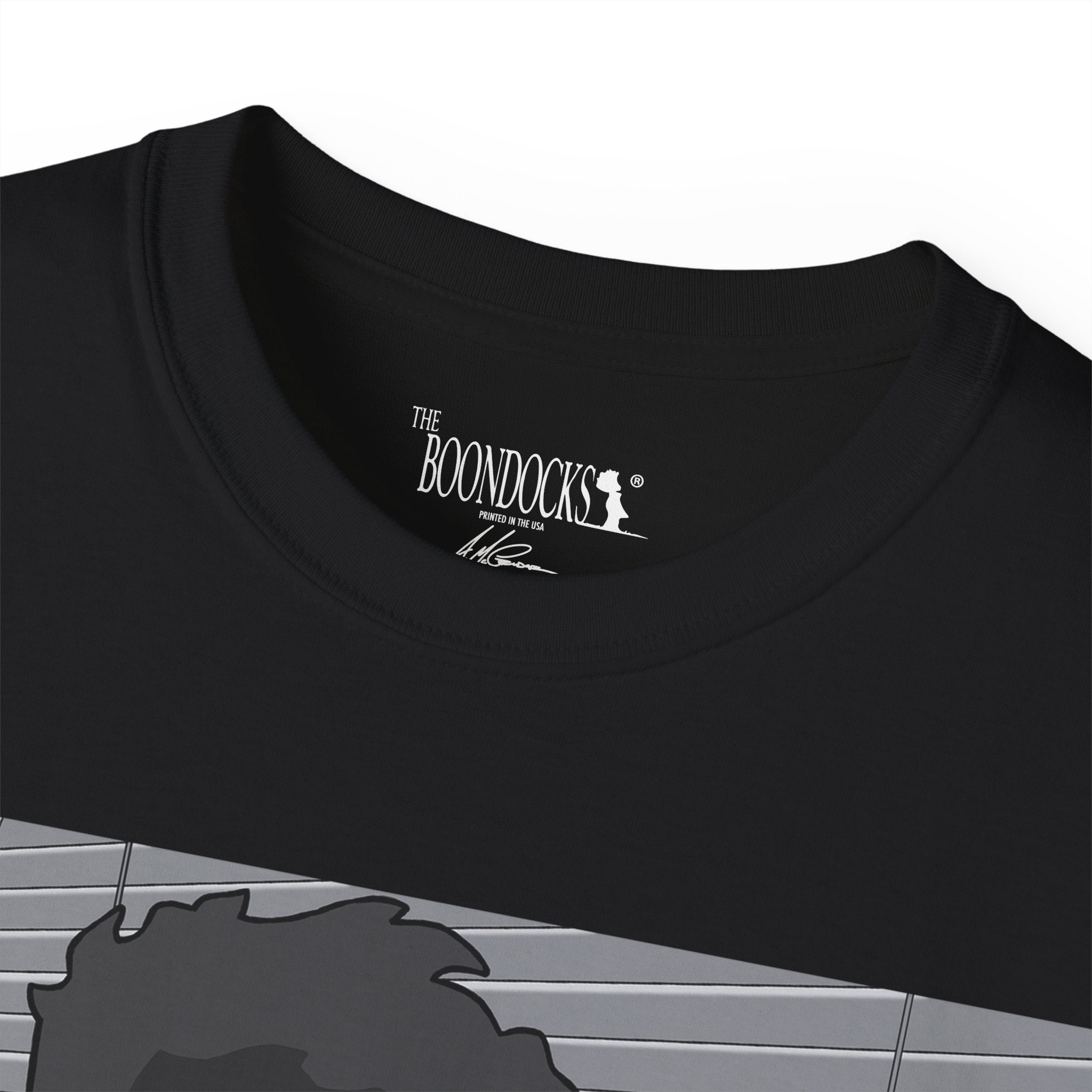 The Boondocks - Camiseta ecológica blanca y negra de Huey Packing Heat