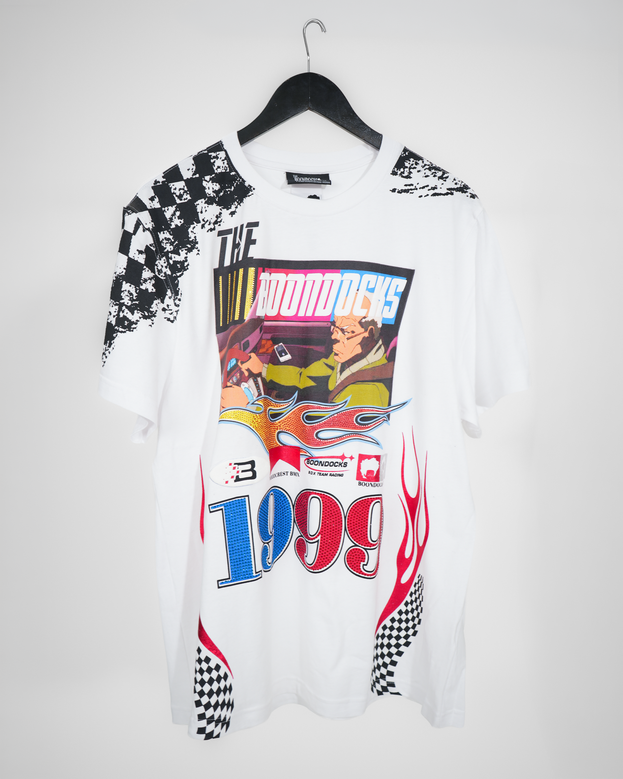 The Boondocks Grandad Grand Prix 1999 White Embellished Tee
