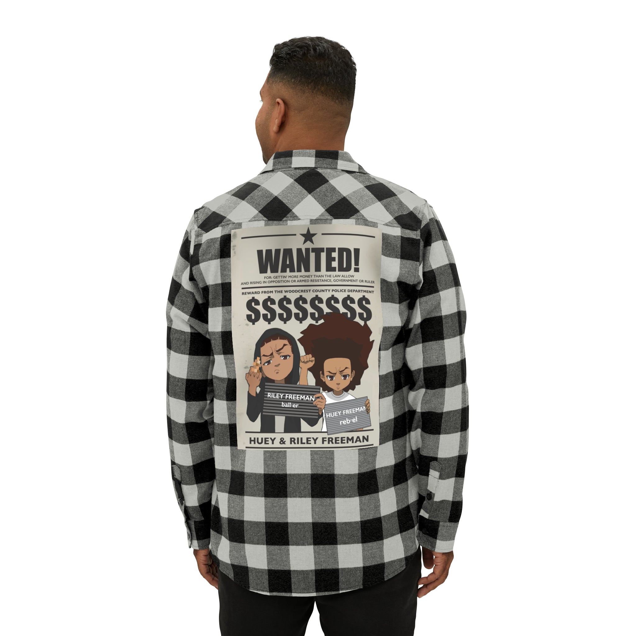 The Boondocks Freeman Brothers Wanted Grey / Black Flannel Shirt