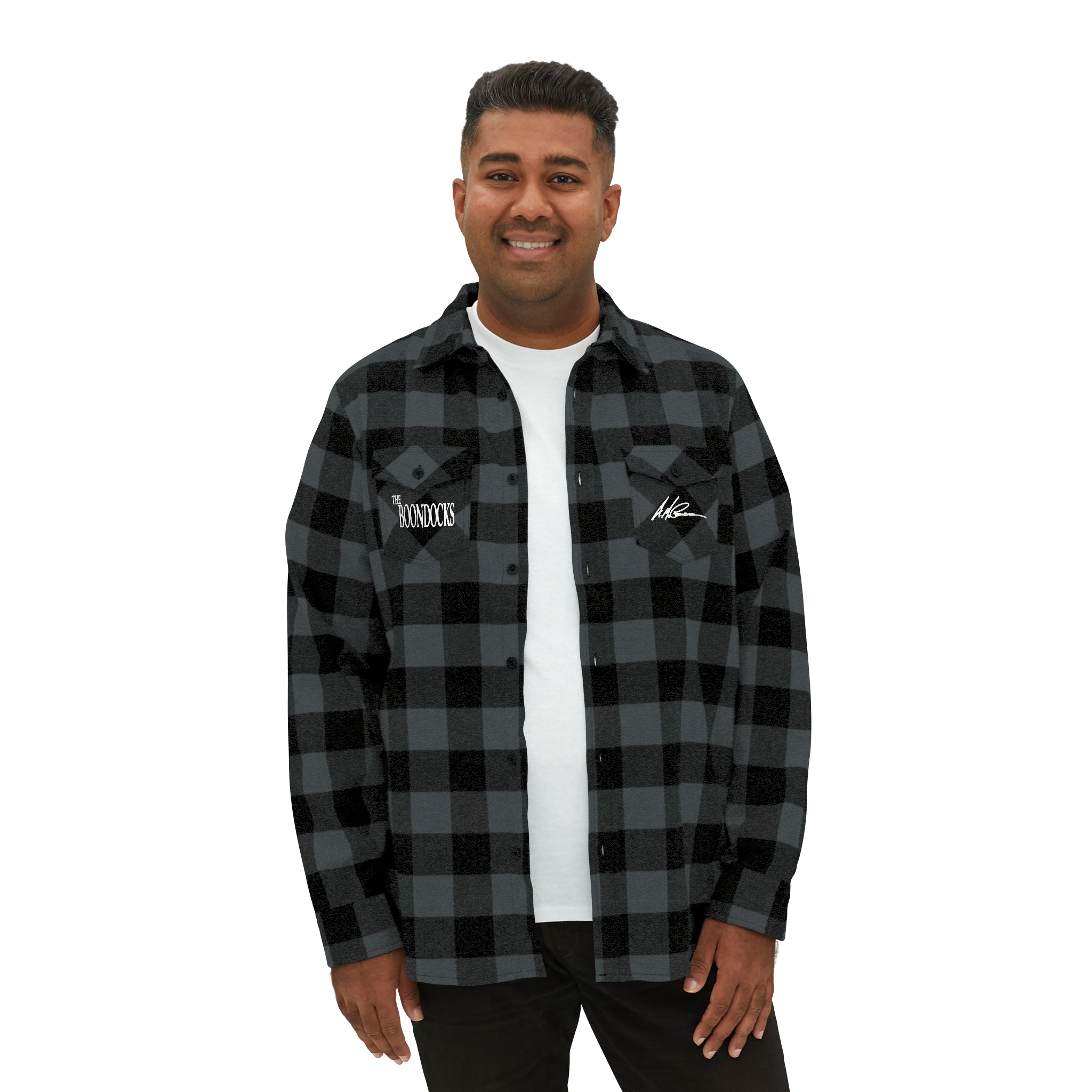 The Boondocks Freeman Brothers Wanted Charcoal Heather/ Black Flannel Shirt