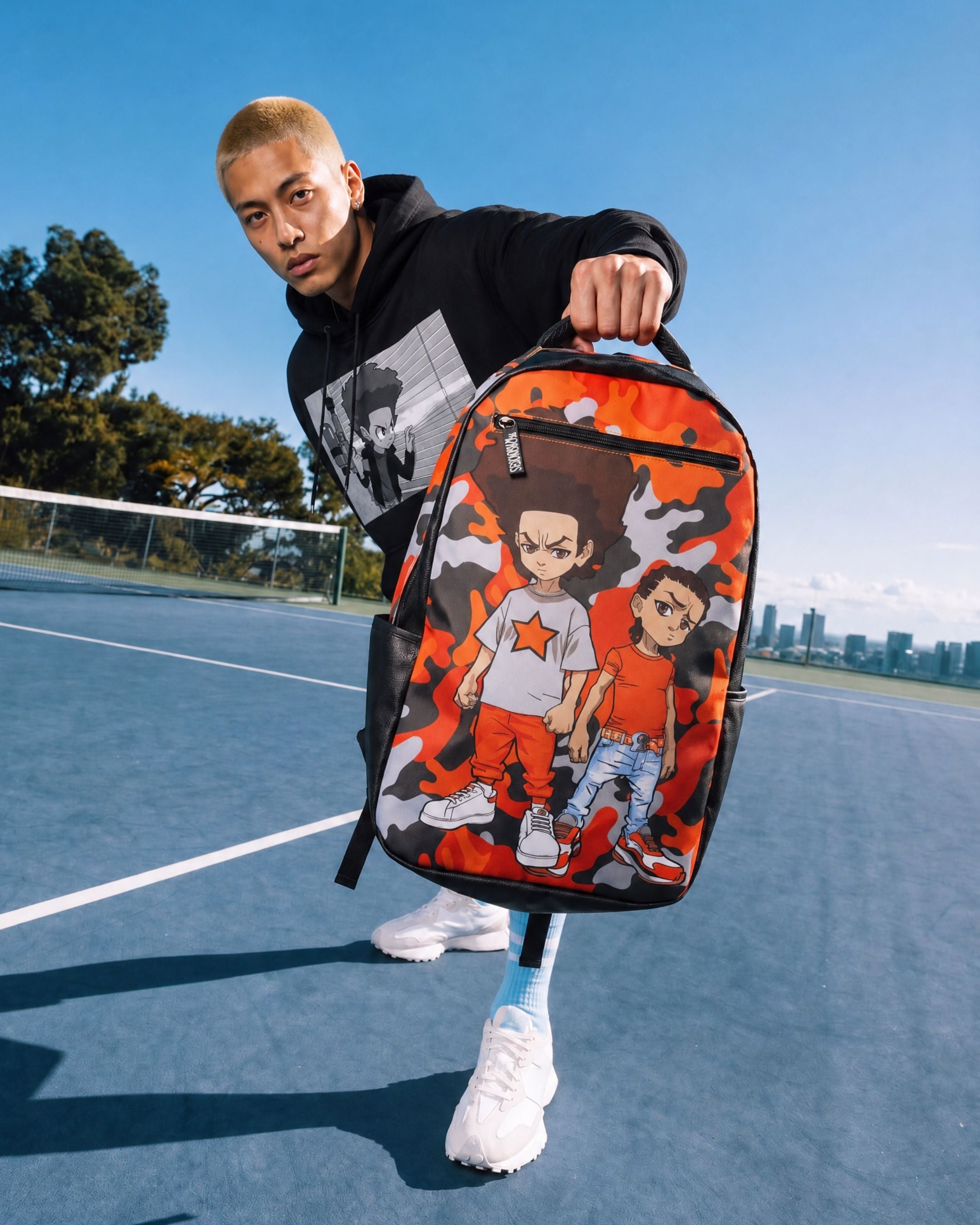 The Boondocks Huey & Riley Orange Camo Backpack