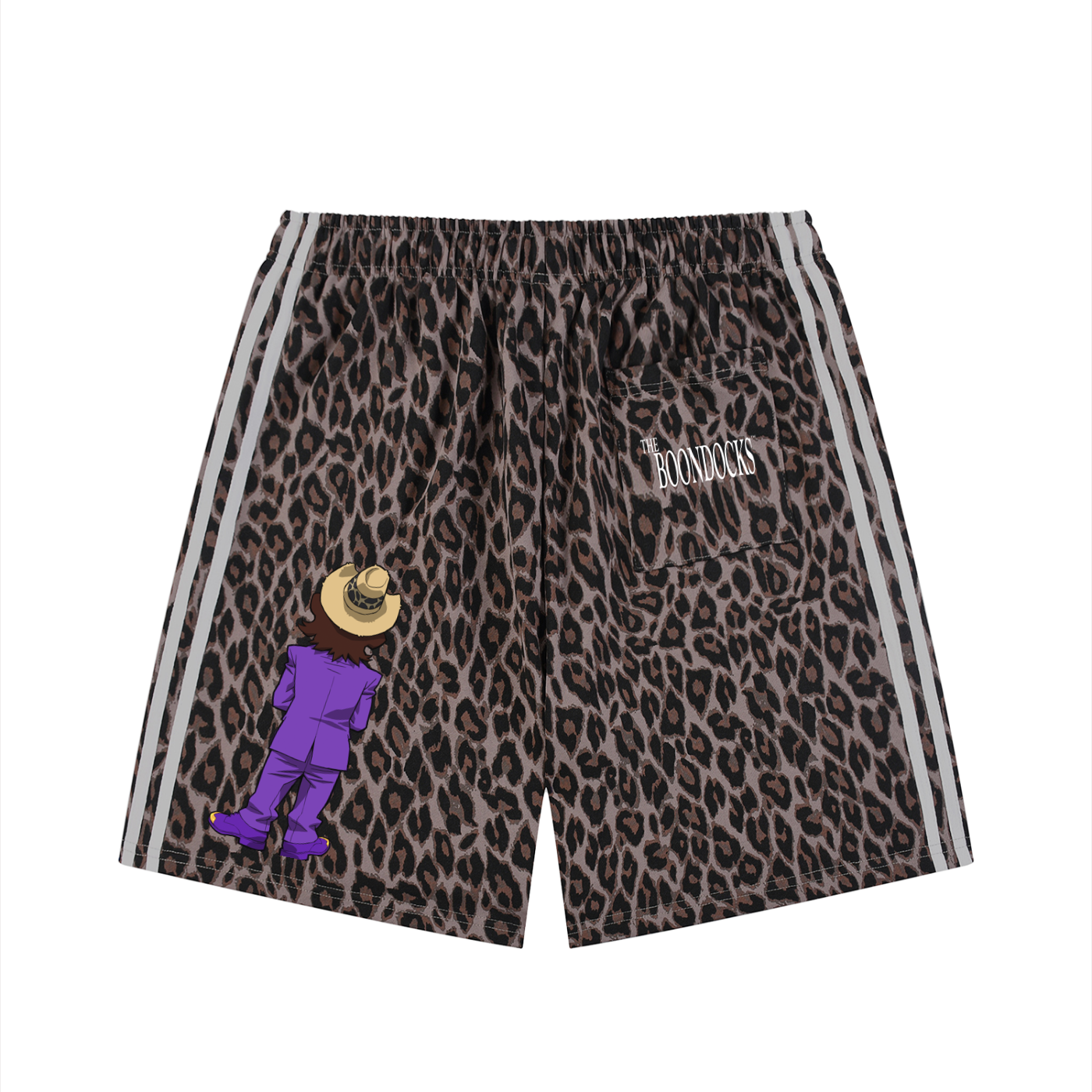 The Boondocks Slickback Leopard Drawstring Shorts