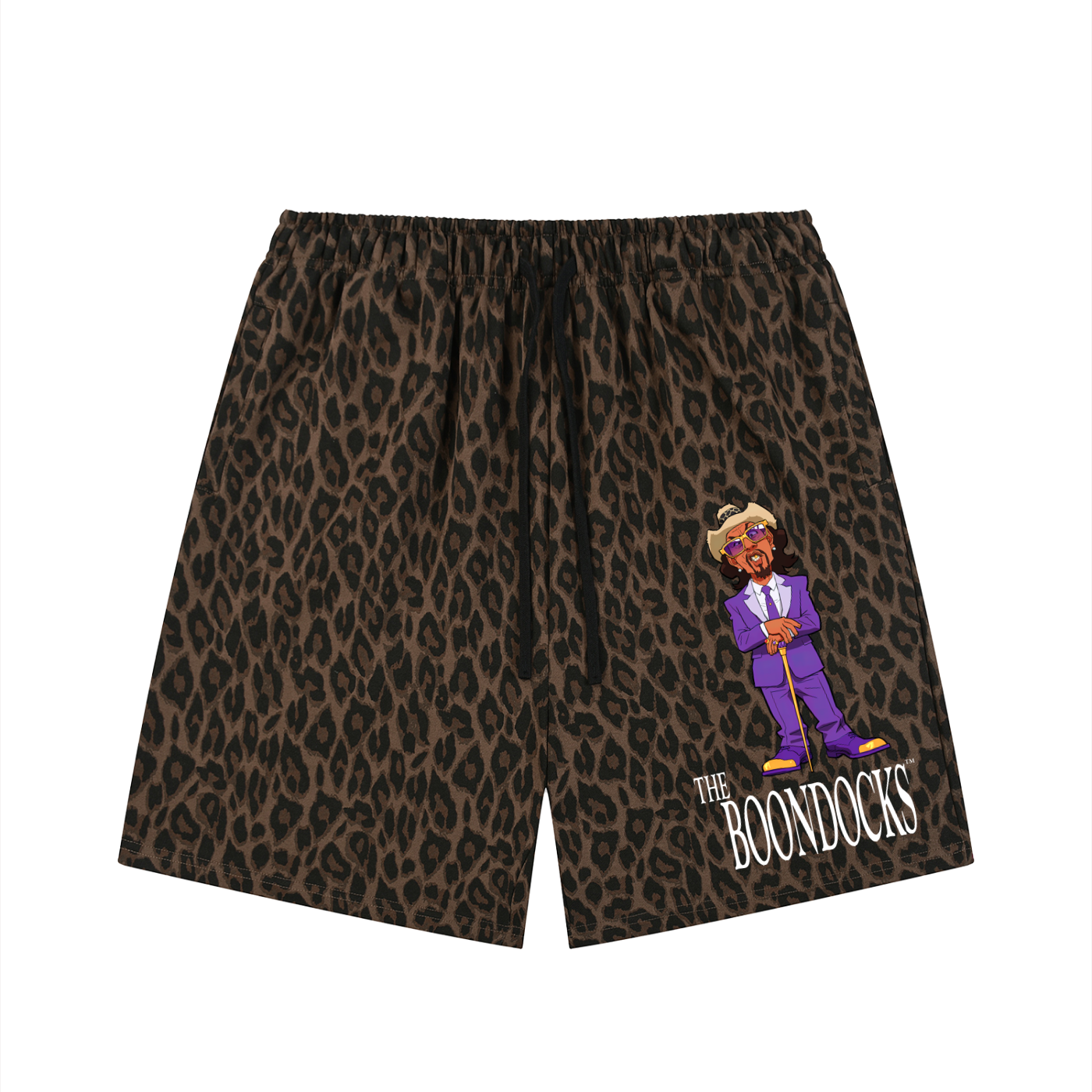 The Boondocks Slickback Leopard Drawstring Shorts