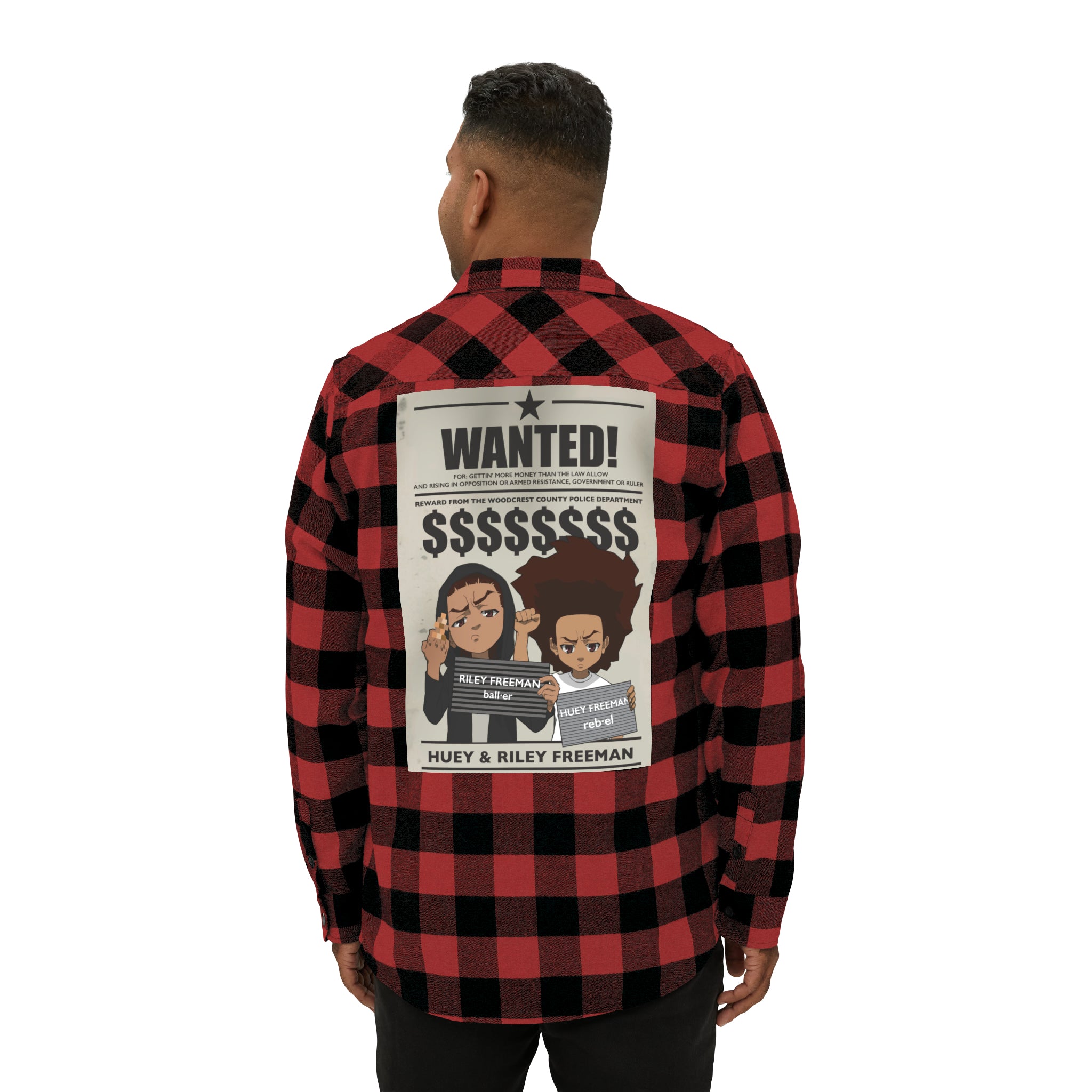 The Boondocks Freeman Brothers Wanted Red / Black Flannel Shirt