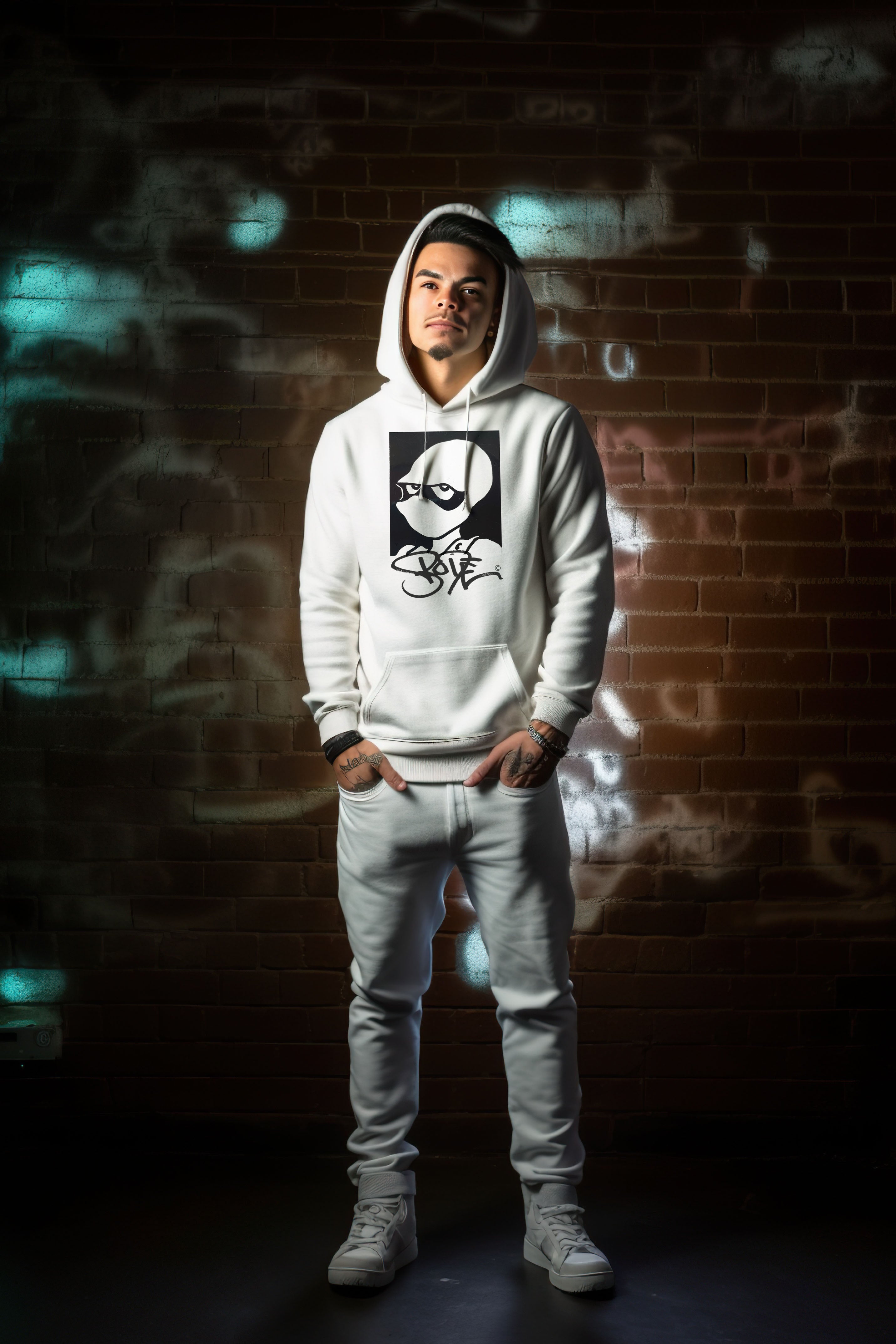 Bode Cobalt 60 Edición Limitada Sudadera con capucha de doble cara Blanco