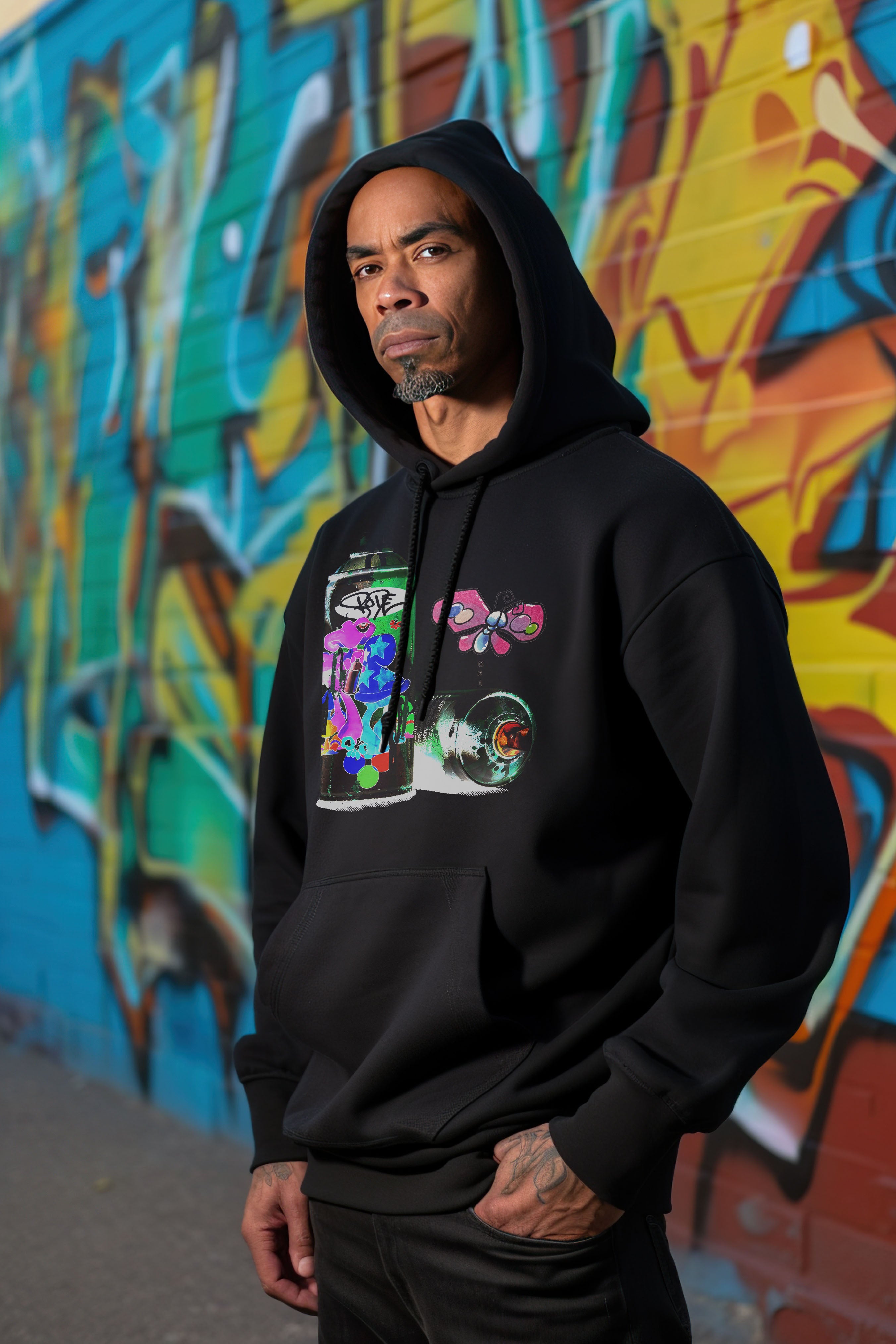 Bode Tour Spray Can Edición limitada Sudadera con capucha de doble cara Negro
