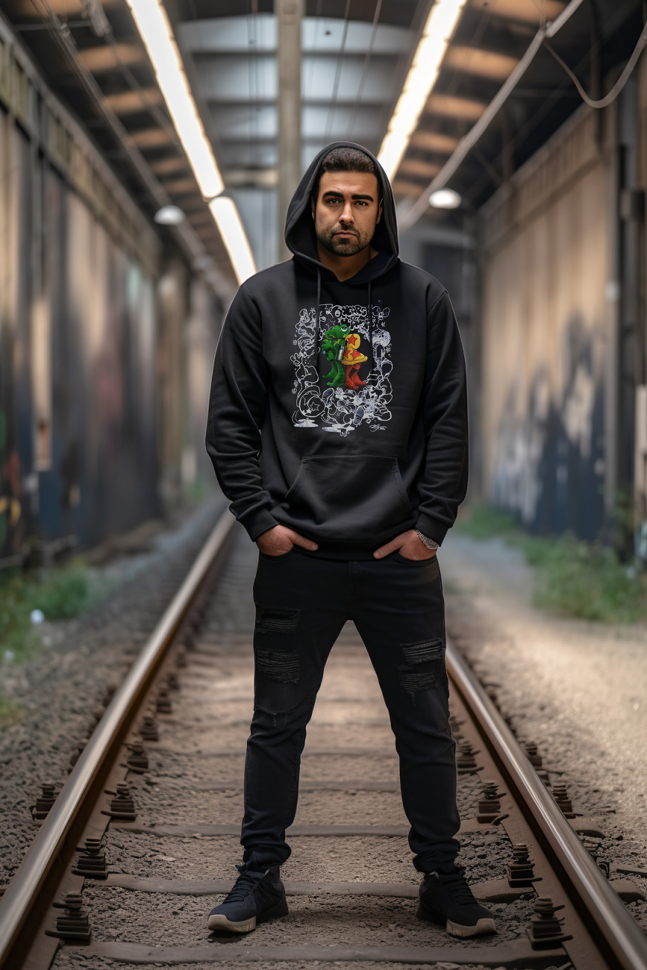 Bode X 50th Anniversary of Hip Hop Edición limitada Sudadera con capucha de dos caras Negro