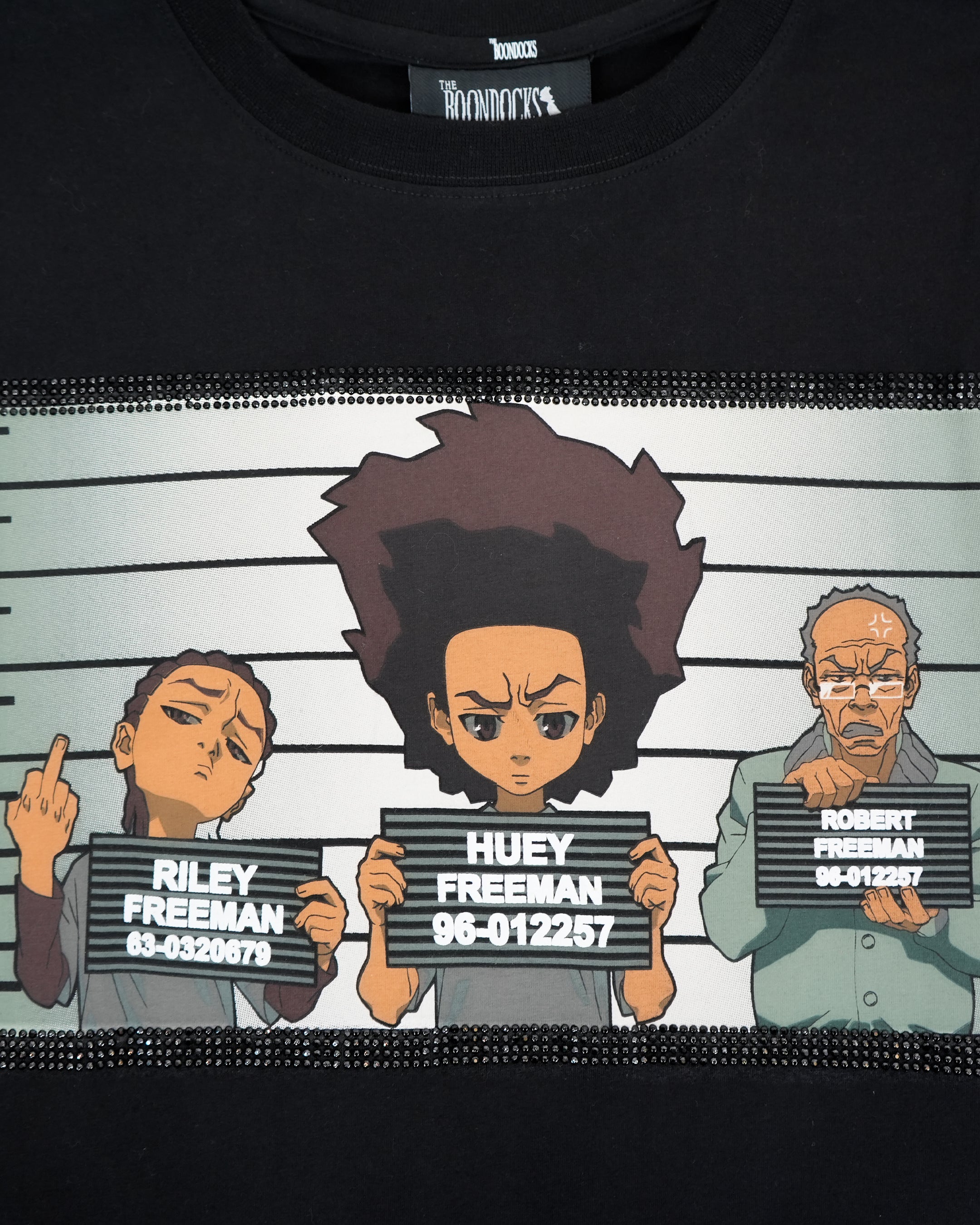 The Boondocks - Family Mugshot Black Stoned T-Shirt