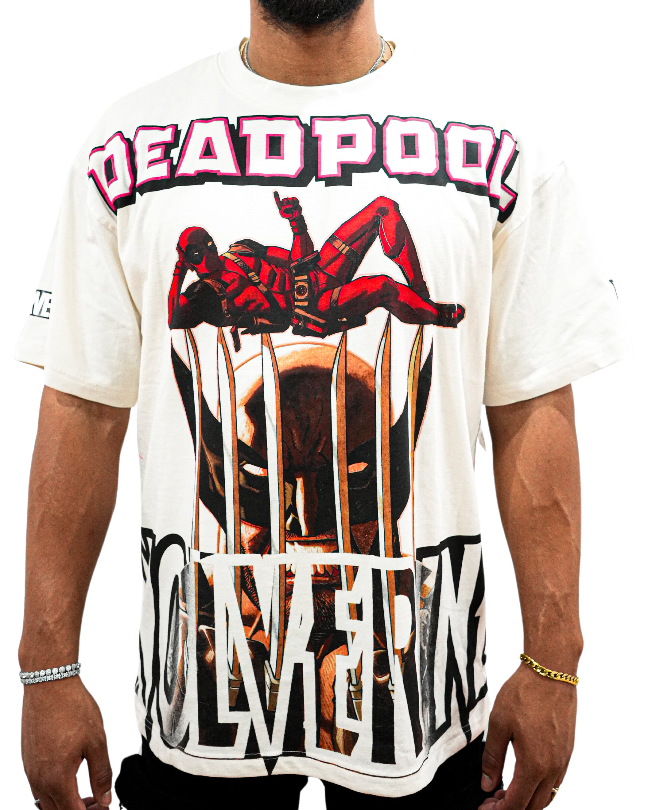 Deadpool x Wolverine Mutant Merc Madness Oversized White T Shirt