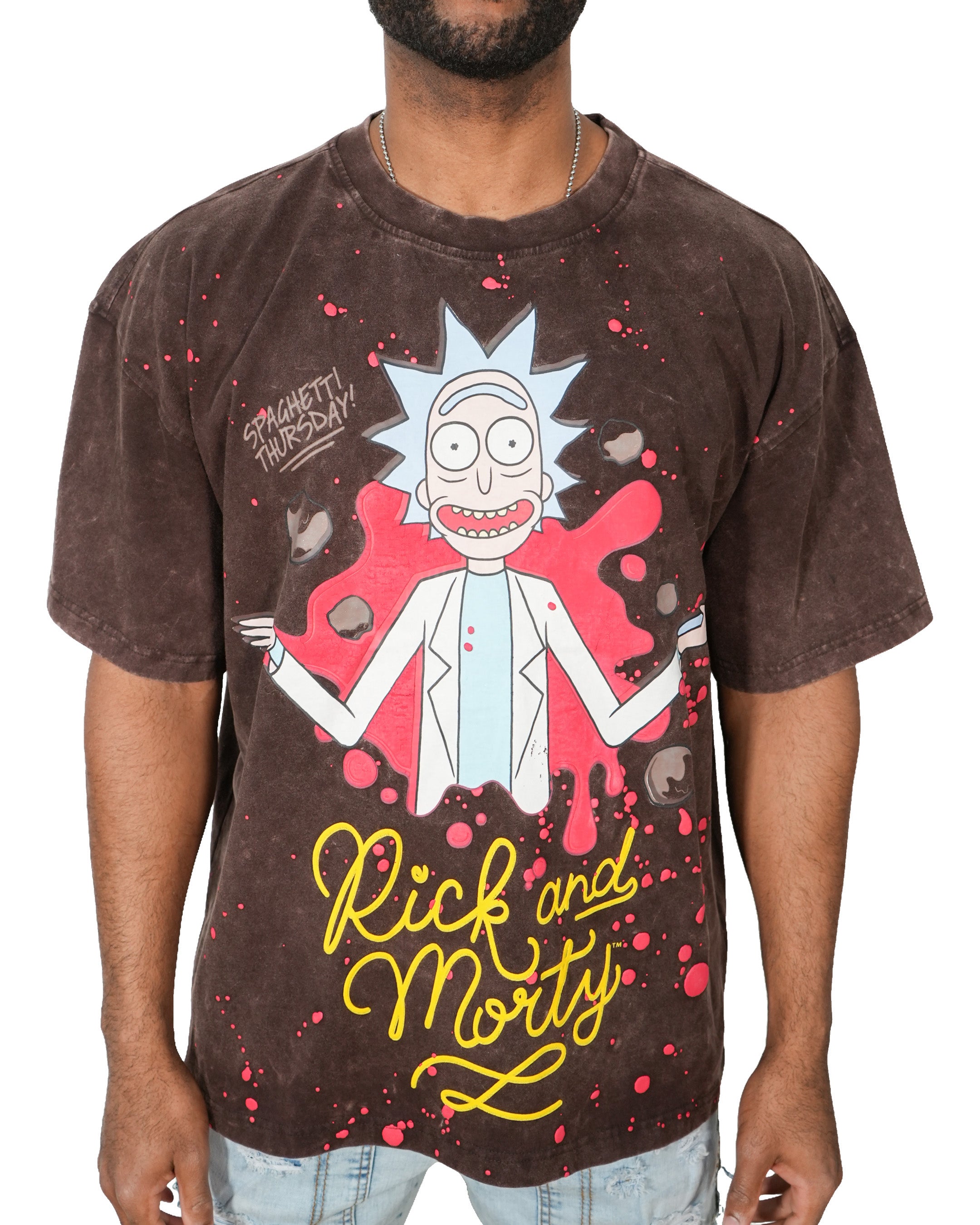 Rick & Morty - Rick The Ruler Acid Brown Oversized T-Shirt