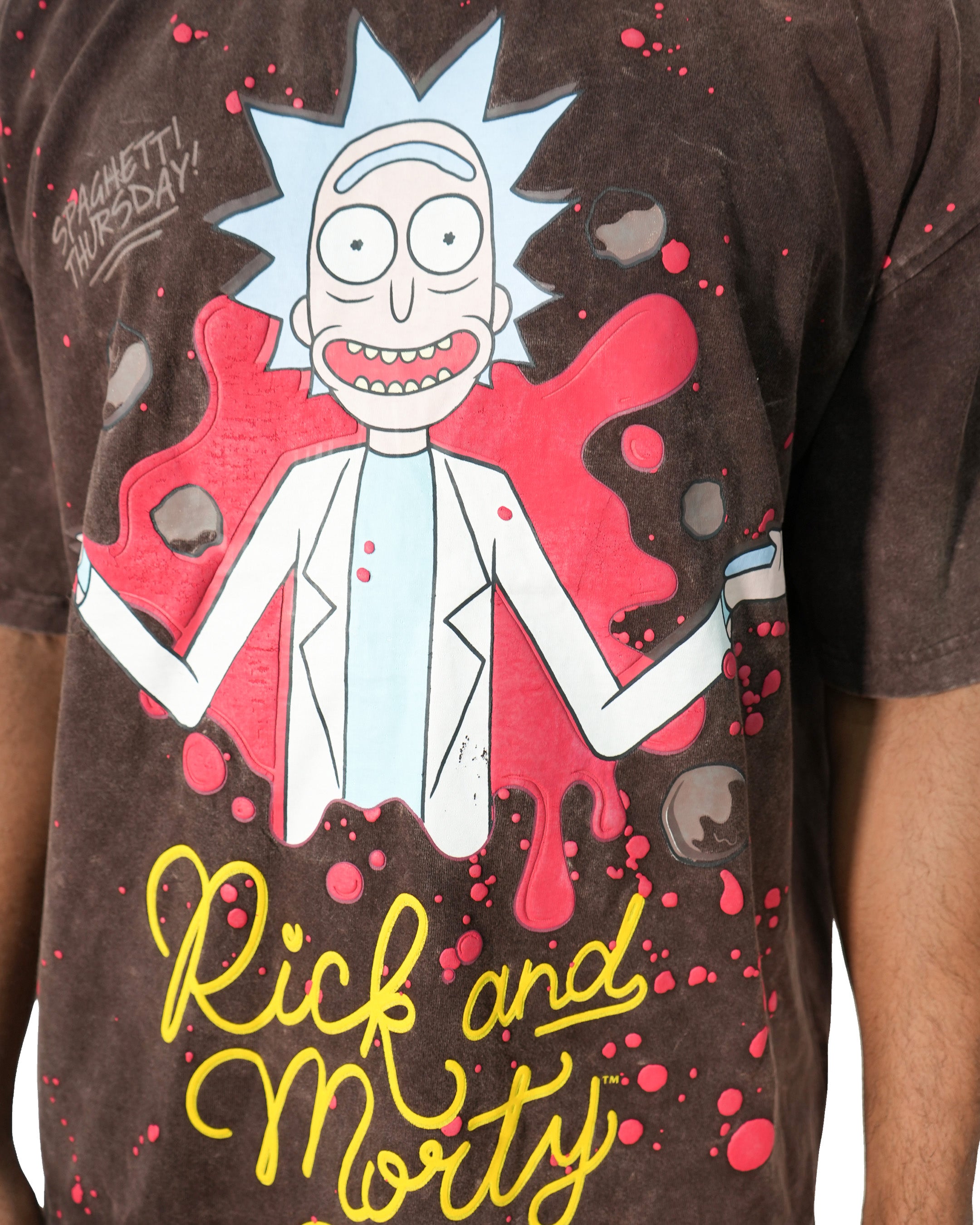 Rick & Morty - Rick The Ruler Acid Brown Oversized T-Shirt