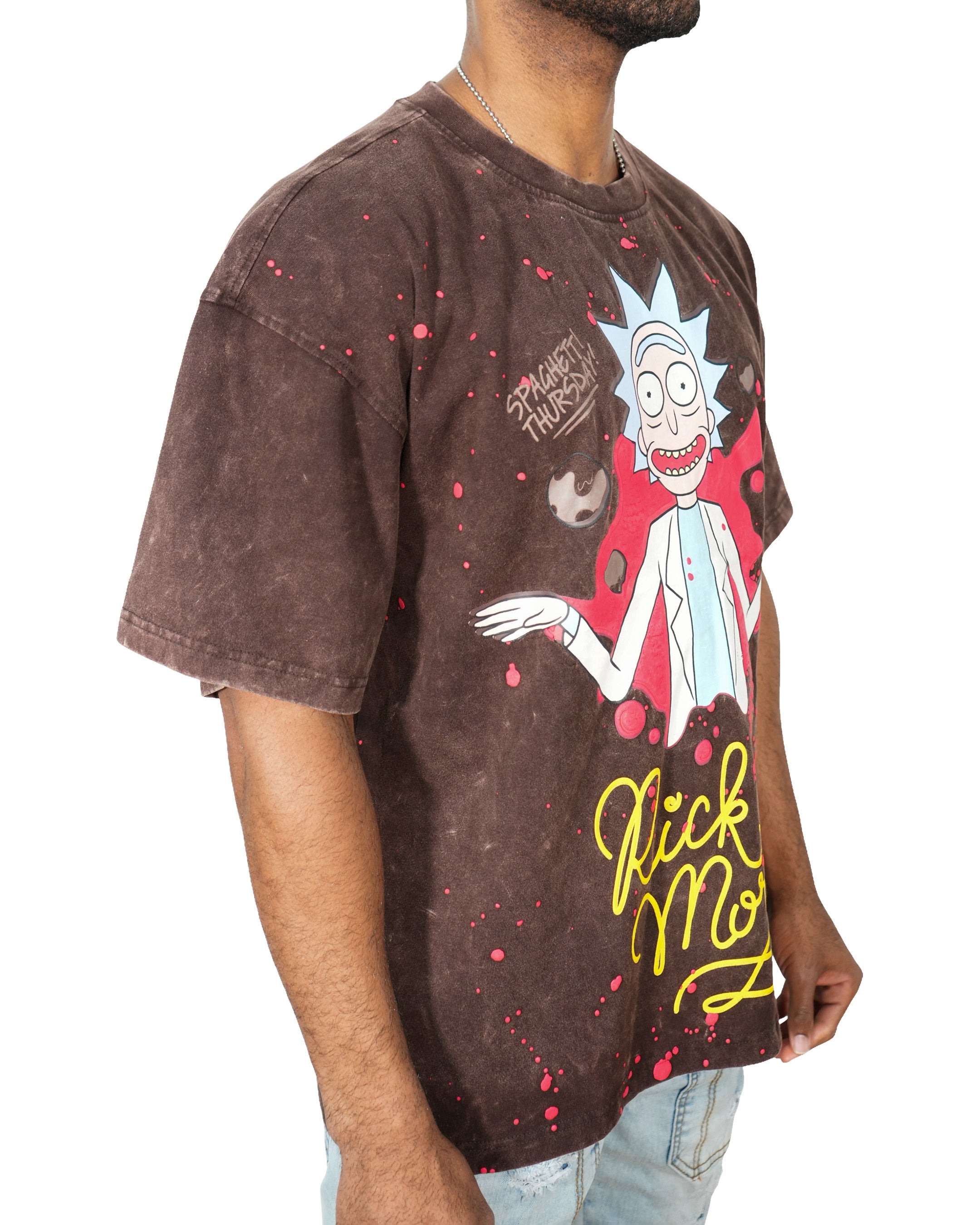 Rick & Morty - Rick The Ruler Acid Brown Oversized T-Shirt