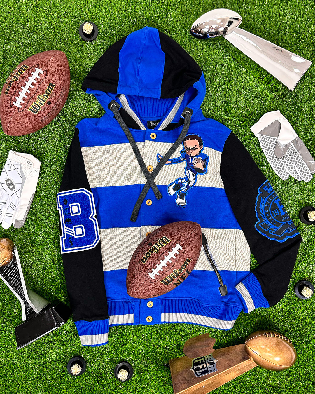 The Boondocks Riley Football Knit Blue Hoodie