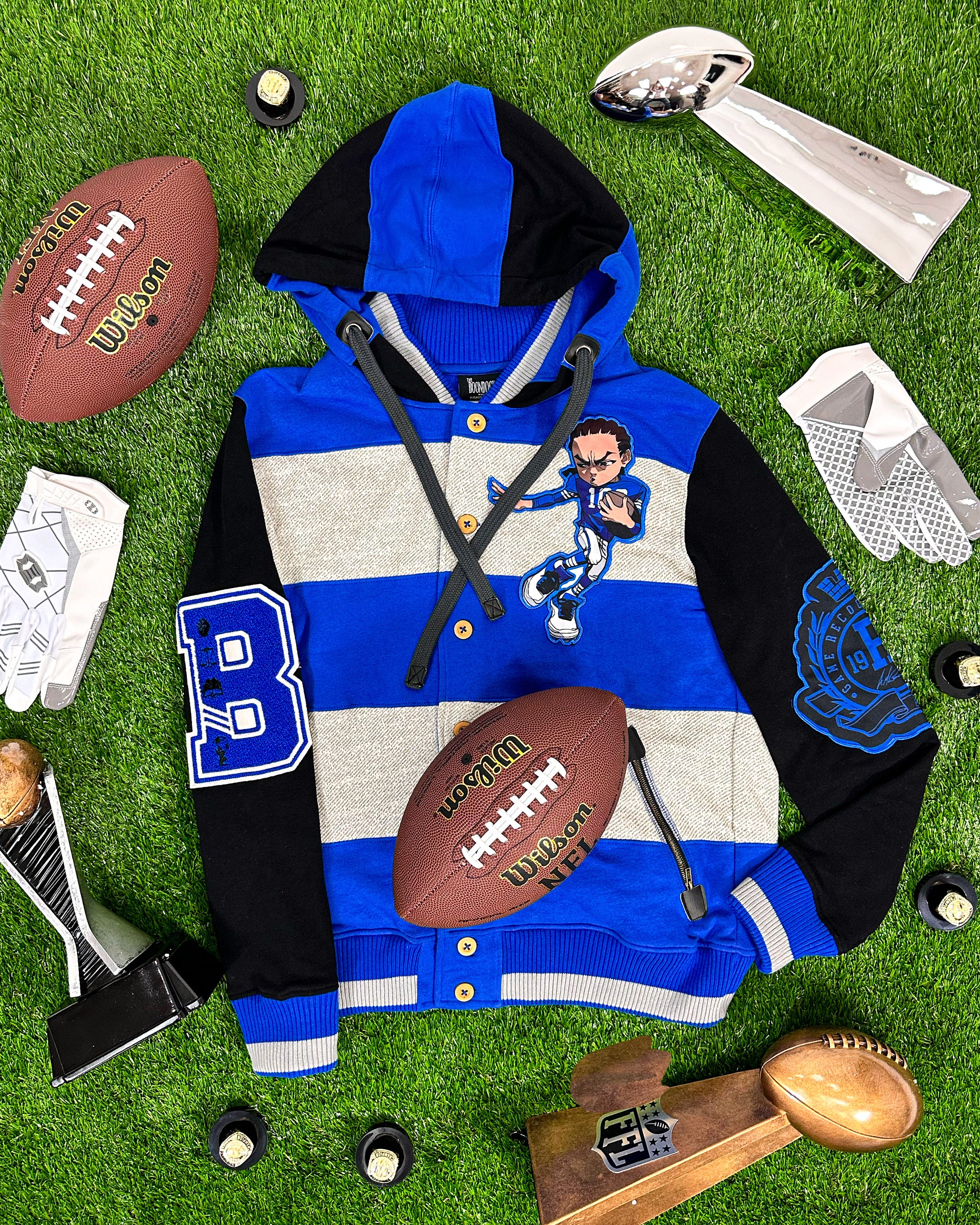 The Boondocks Riley Football Knit Blue Hoodie