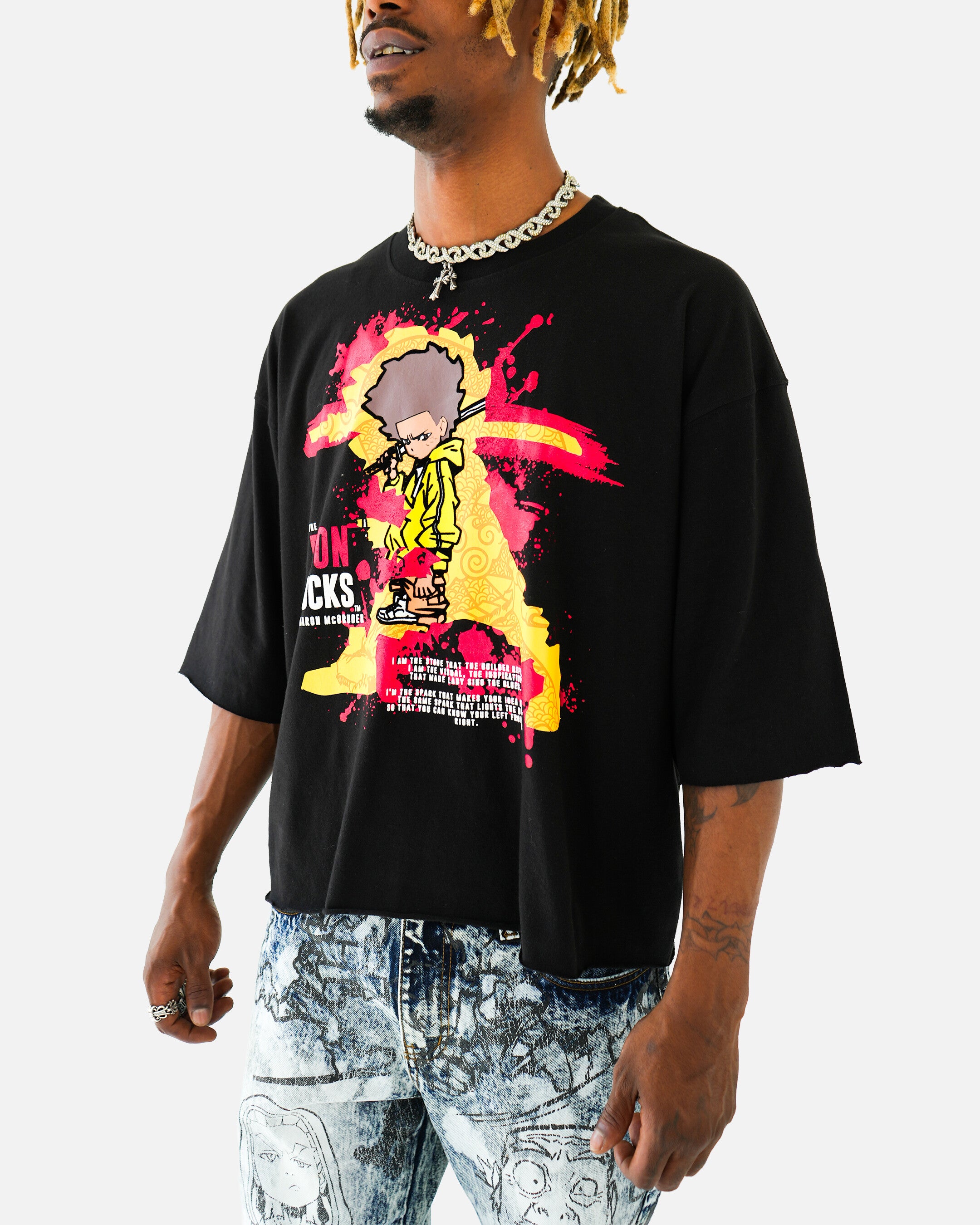 The Boondocks Freeman's Fury Cropped Black T-Shirt
