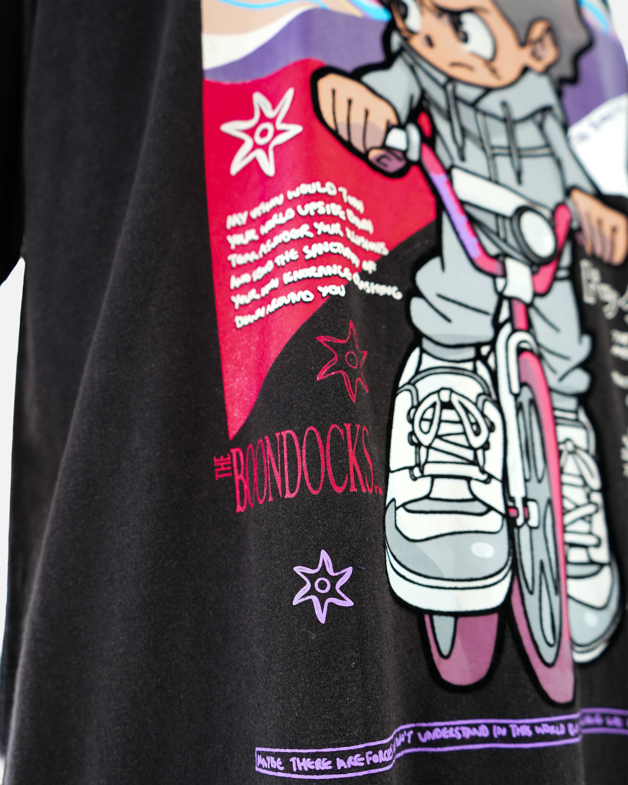 The Boondocks The Freeman Cycle Black Stone Wash T-Shirt