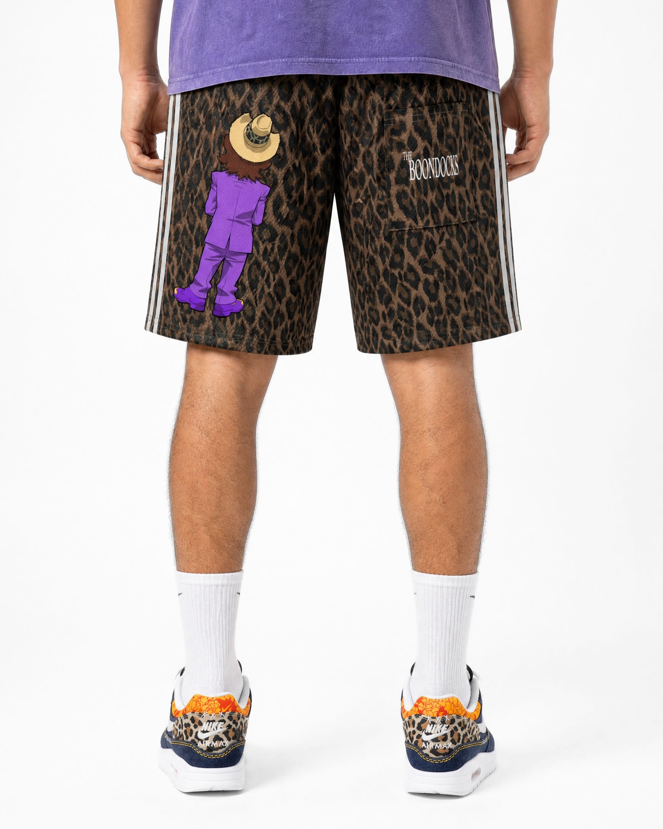 The Boondocks Slickback Leopard Drawstring Shorts
