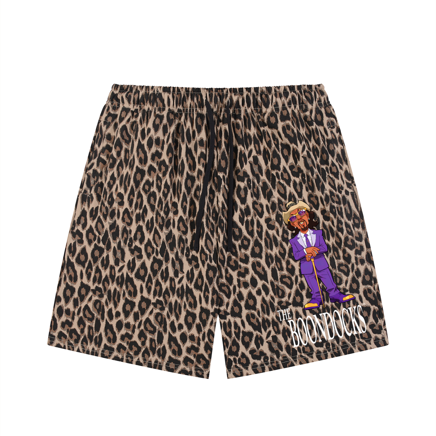The Boondocks Slickback Leopard Drawstring Shorts
