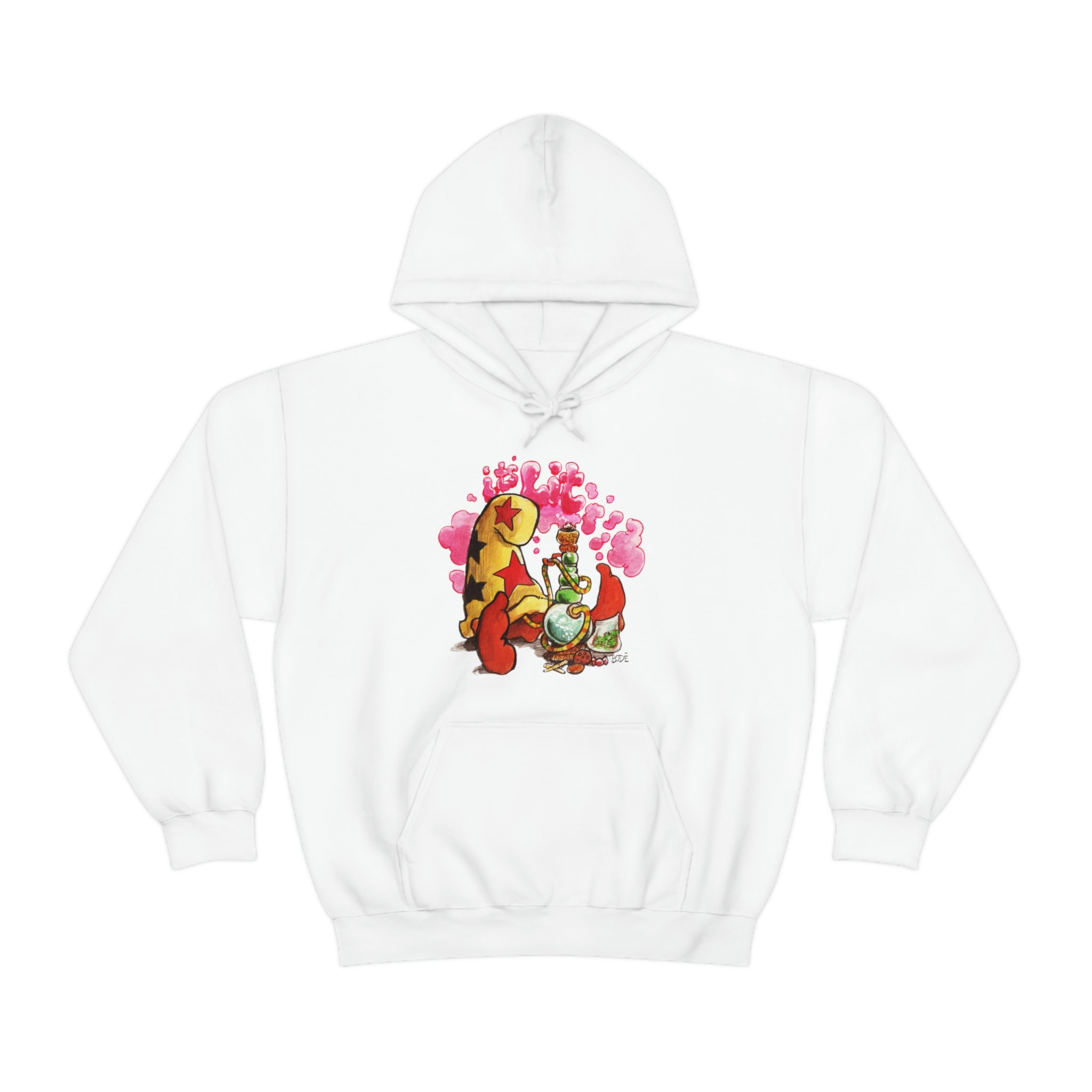 Bode "It's Lit" Cheech Sudadera con capucha blanca de mezcla pesada de doble cara de edición limitada