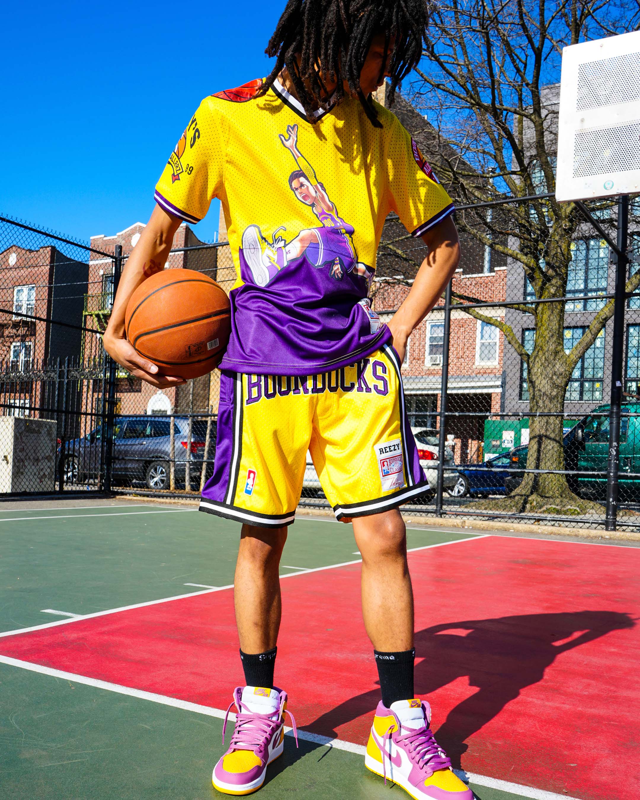 The Boondocks - Air Riley Mesh Knit Yellow & Purple T-Shirt