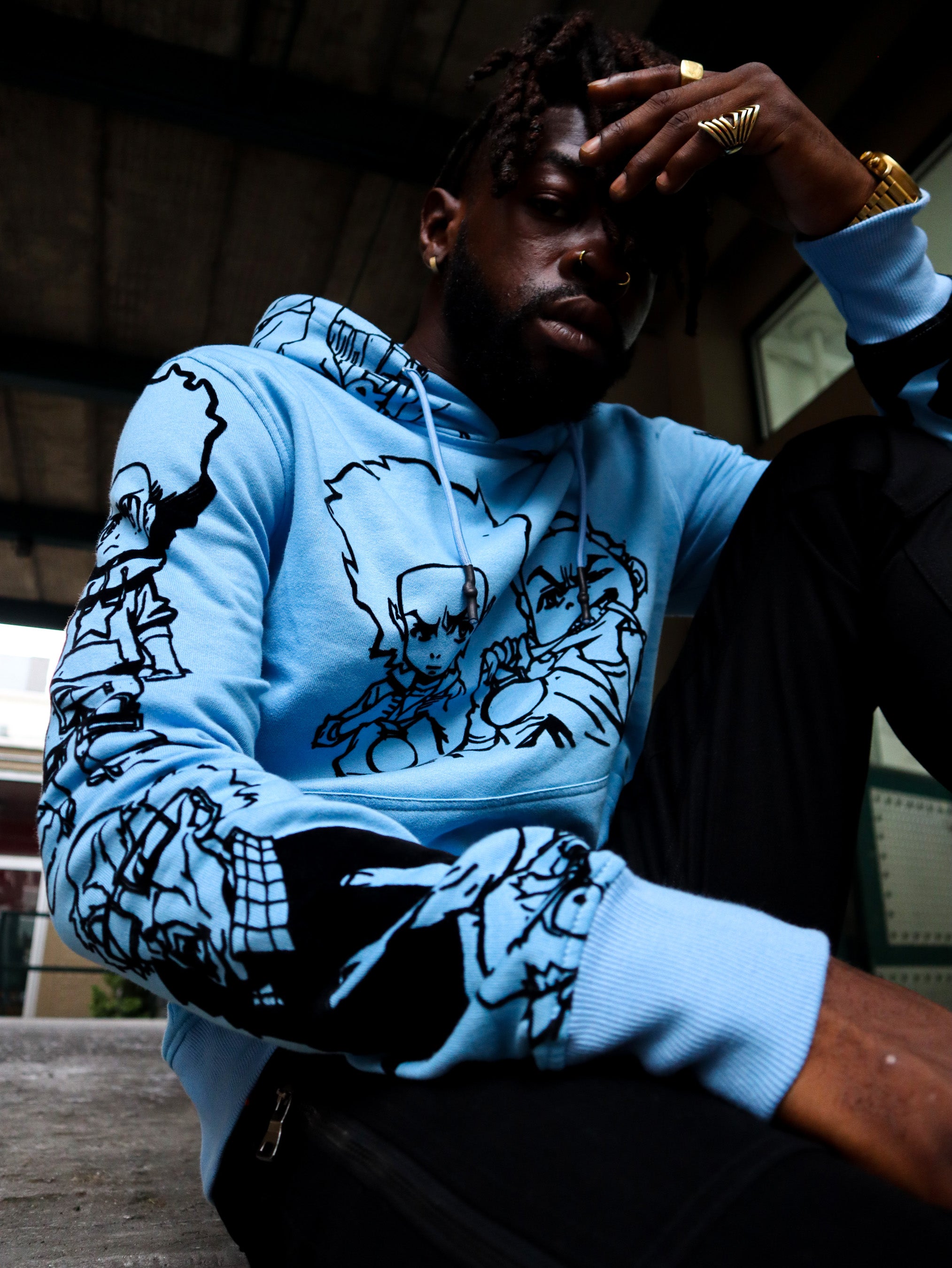 deKryptic x The Boondocks - Gold Winners Outline sudadera con capucha azul