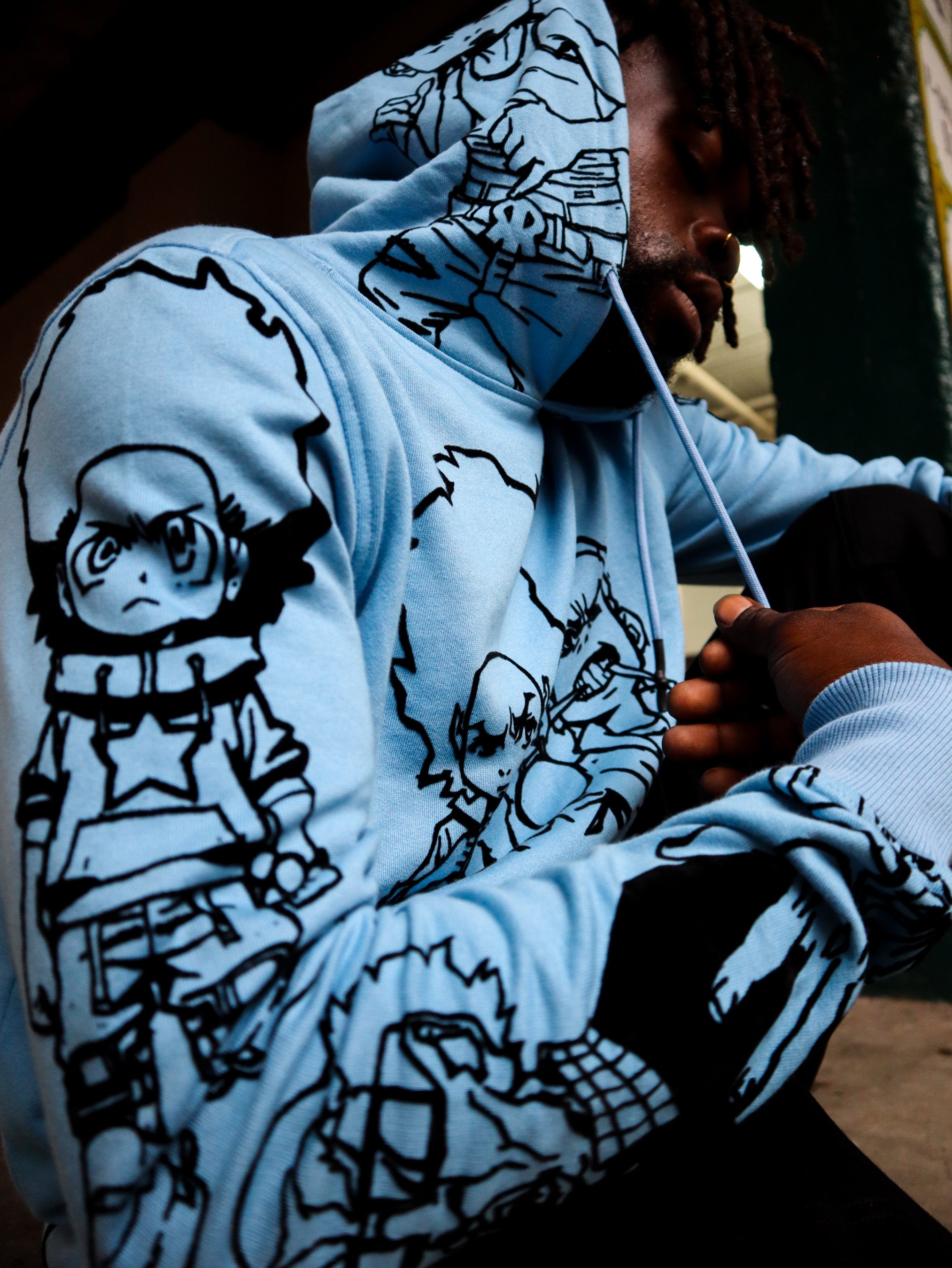 deKryptic x The Boondocks - Gold Winners Outline sudadera con capucha azul