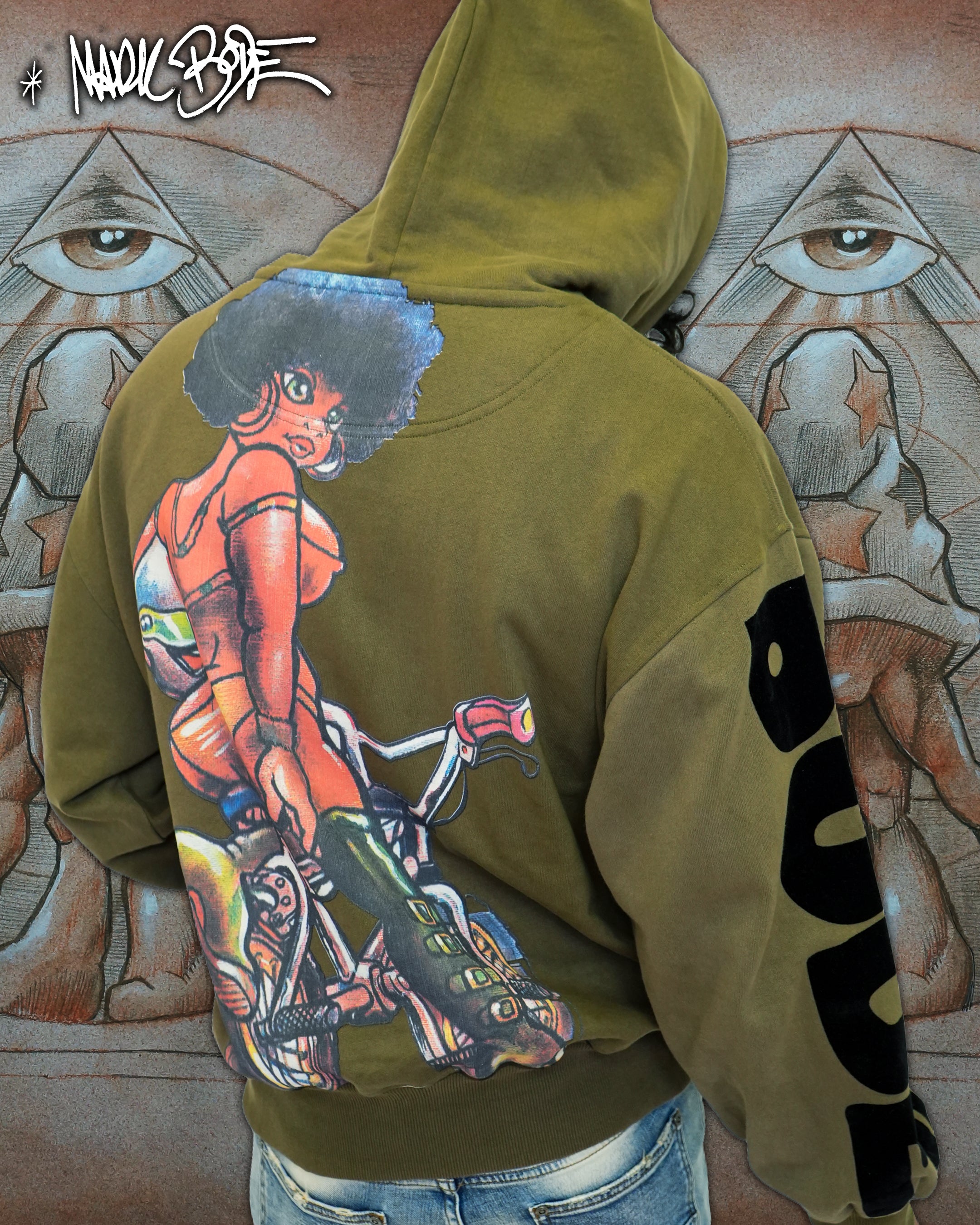 Sudadera con capucha de punto Cheech Chilling Olive de Mark Bodē