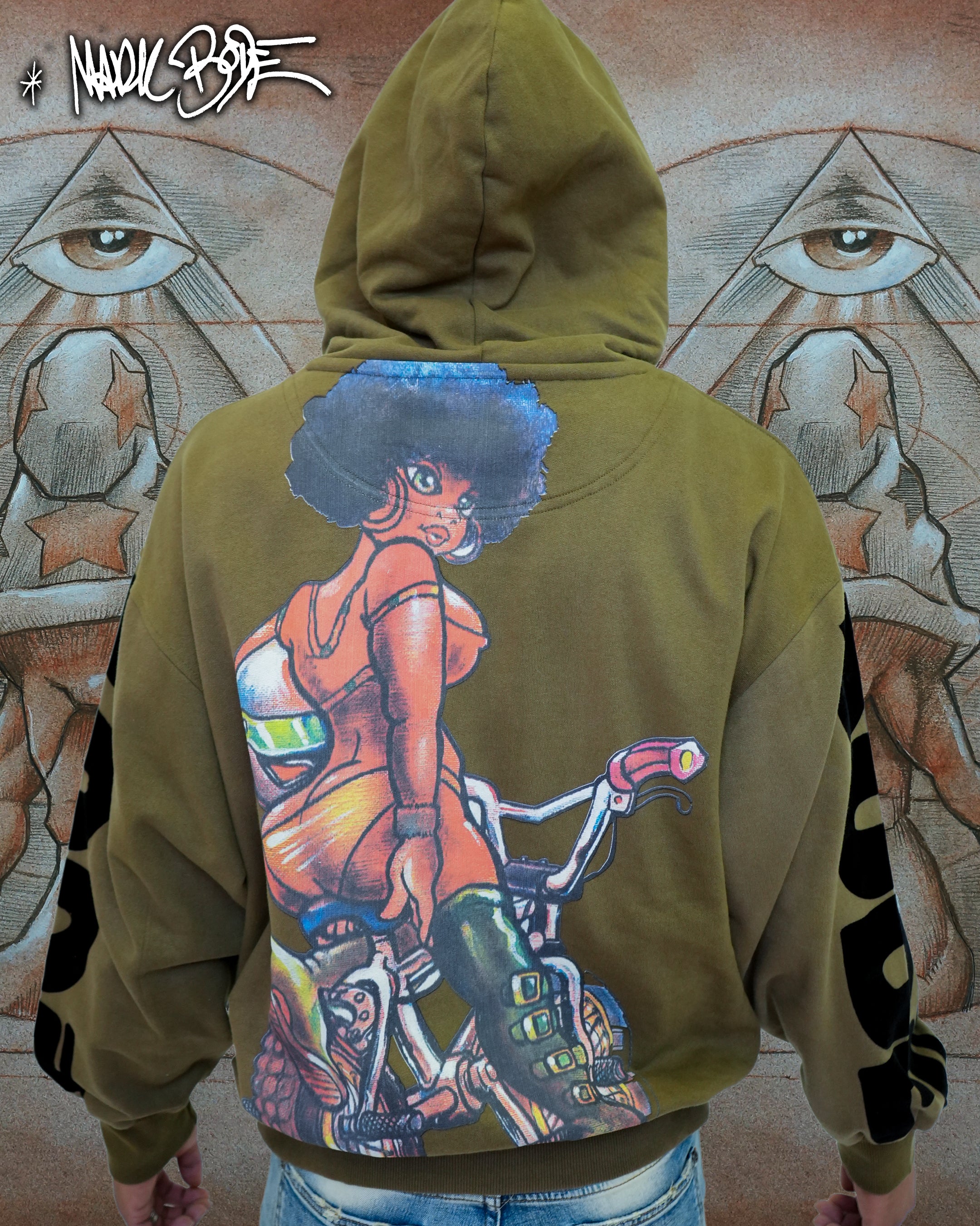 Sudadera con capucha de punto Cheech Chilling Olive de Mark Bodē