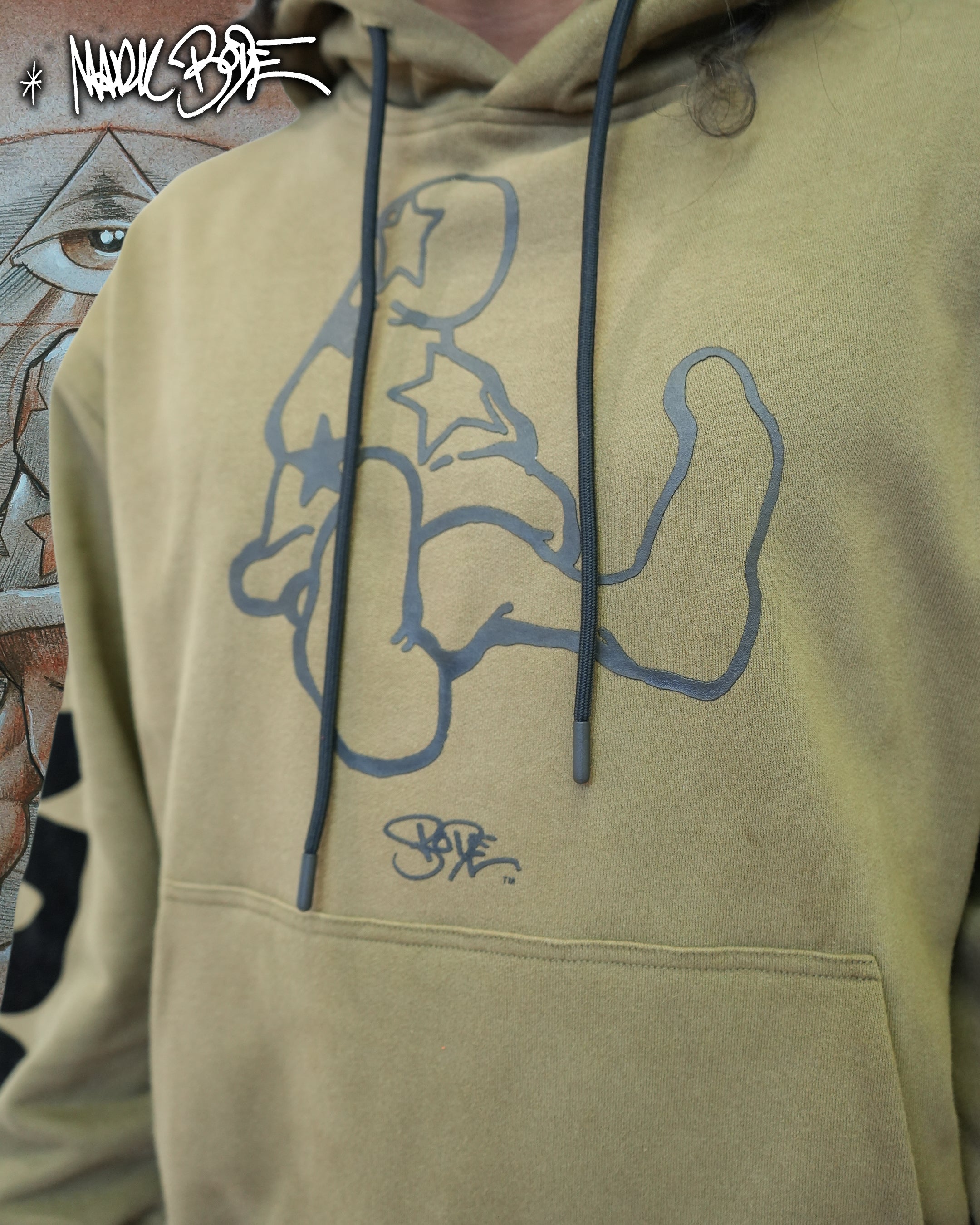 Sudadera con capucha de punto Cheech Chilling Olive de Mark Bodē