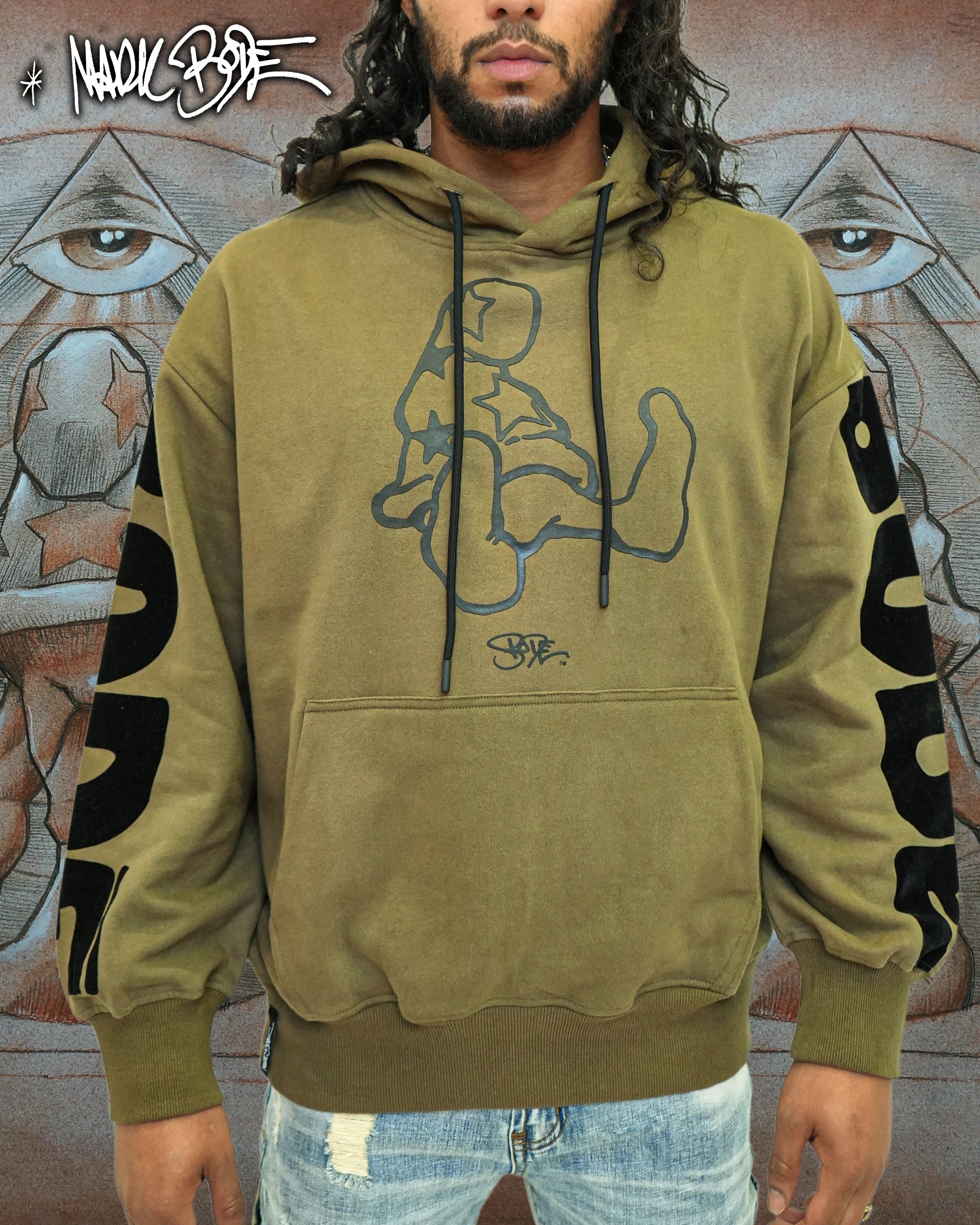 Sudadera con capucha de punto Cheech Chilling Olive de Mark Bodē
