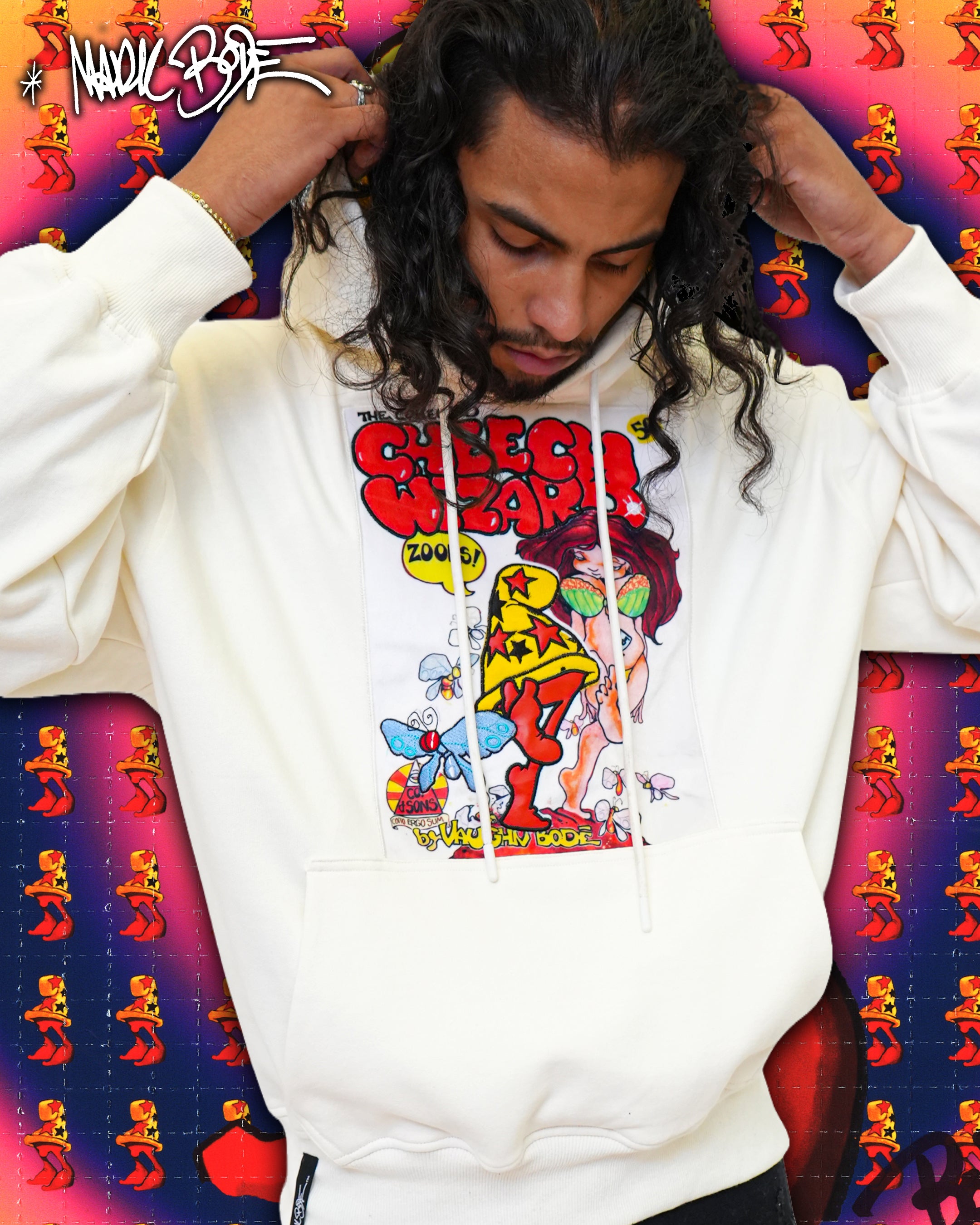 Sudadera con capucha de punto Cheech N The Broad Bone de Mark Bodē en color blanco