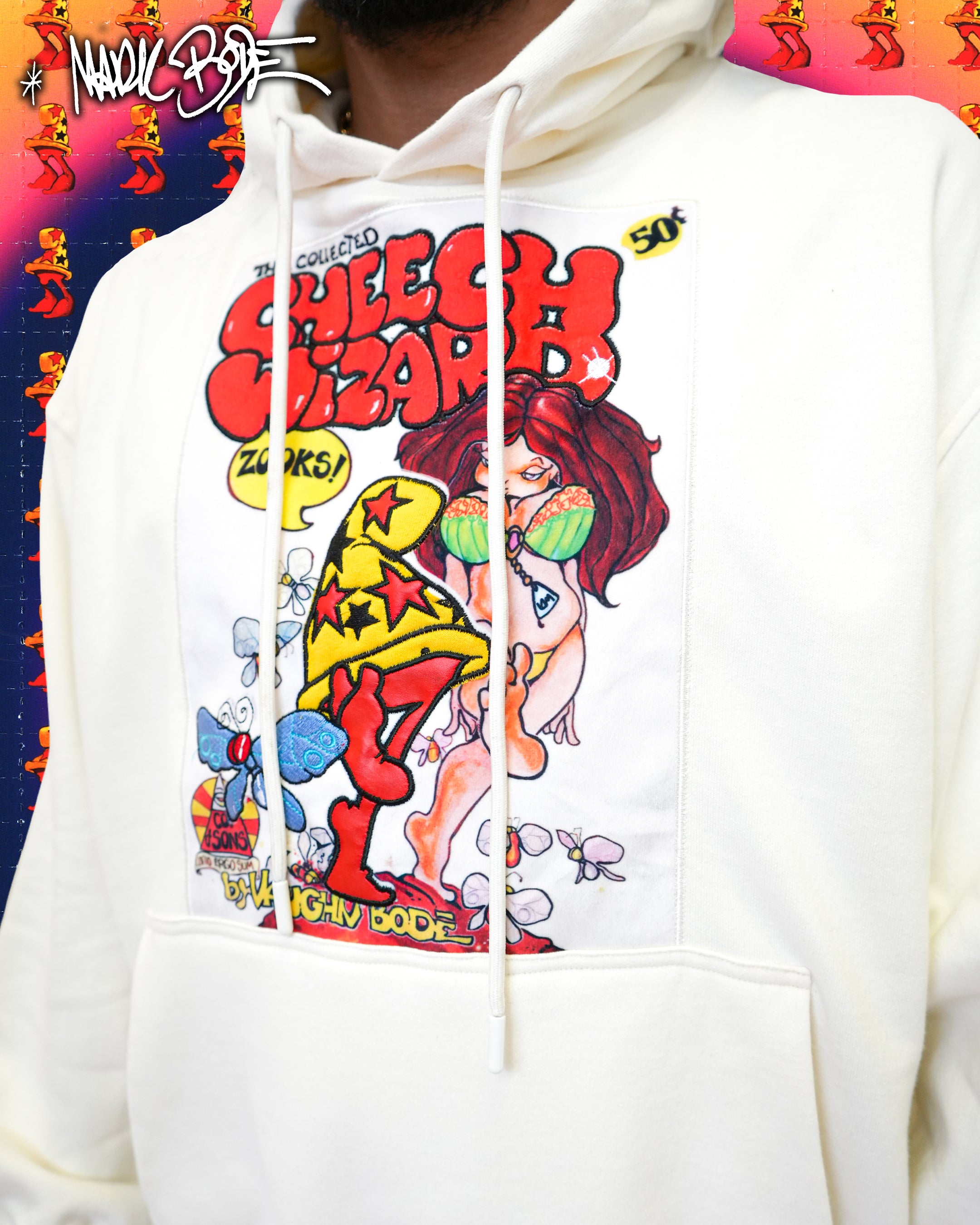 Sudadera con capucha de punto Cheech N The Broad Bone de Mark Bodē en color blanco