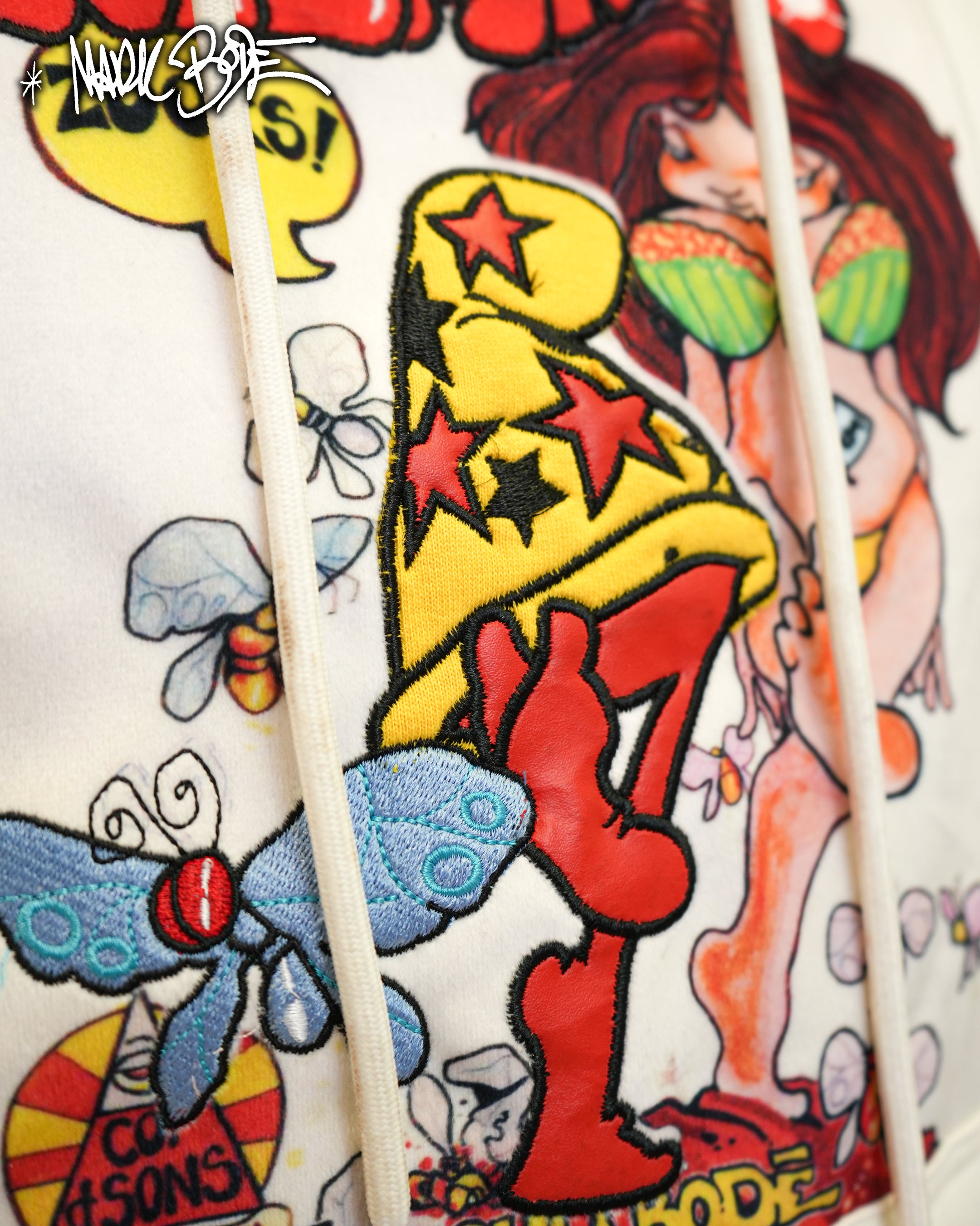 Sudadera con capucha de punto Cheech N The Broad Bone de Mark Bodē en color blanco