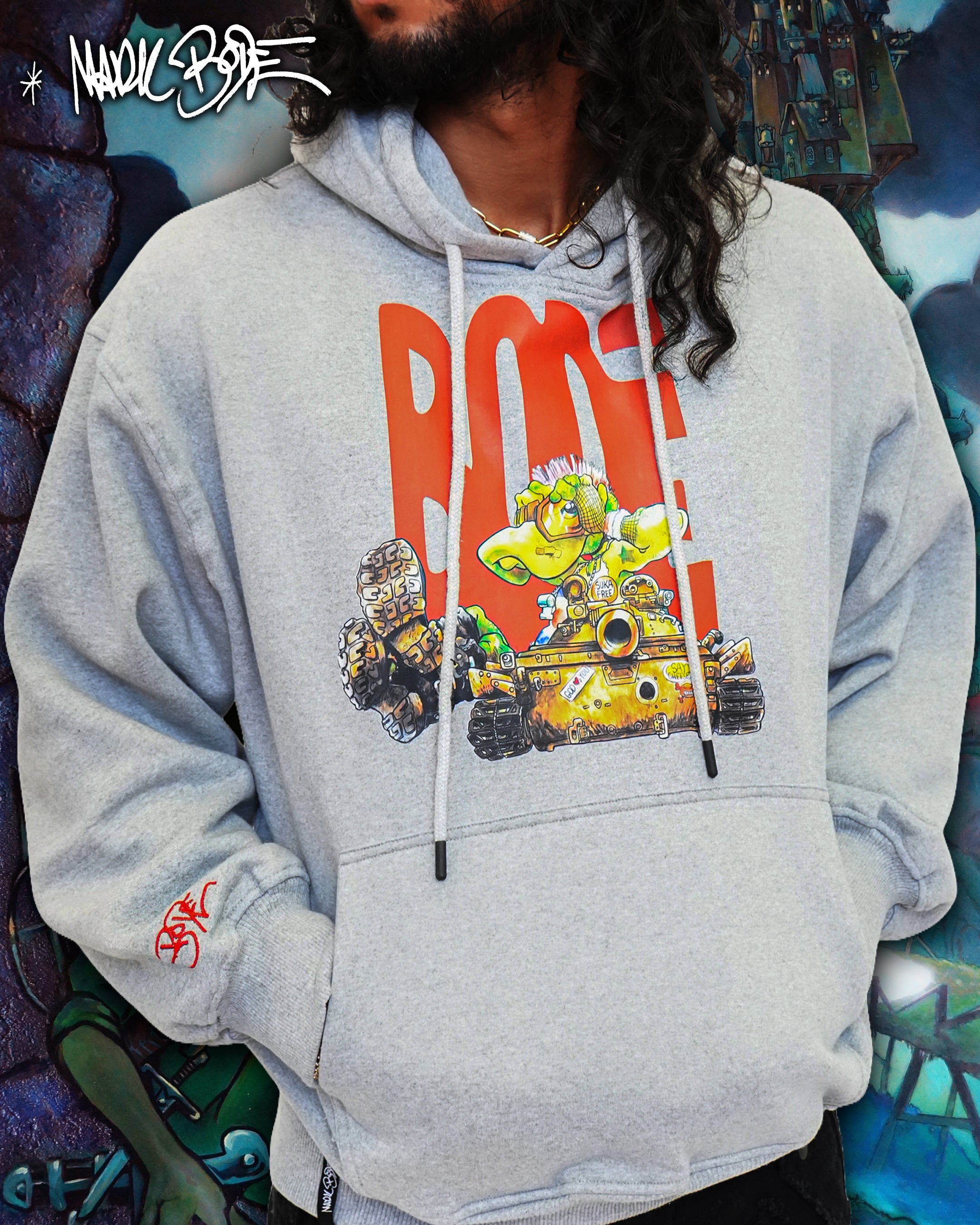 Mark Bodē World Tour sudadera con capucha de punto gris