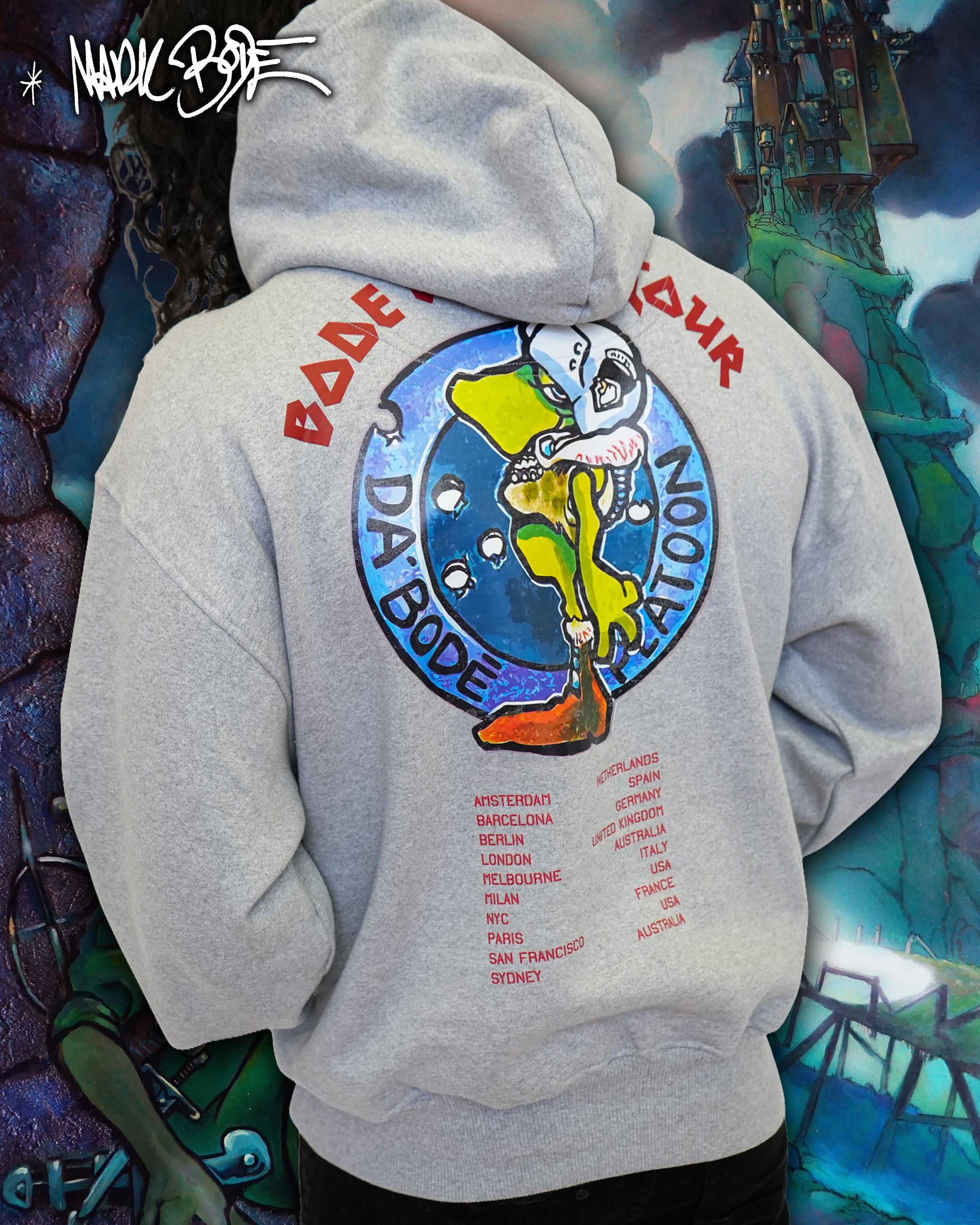 Mark Bodē World Tour sudadera con capucha de punto gris