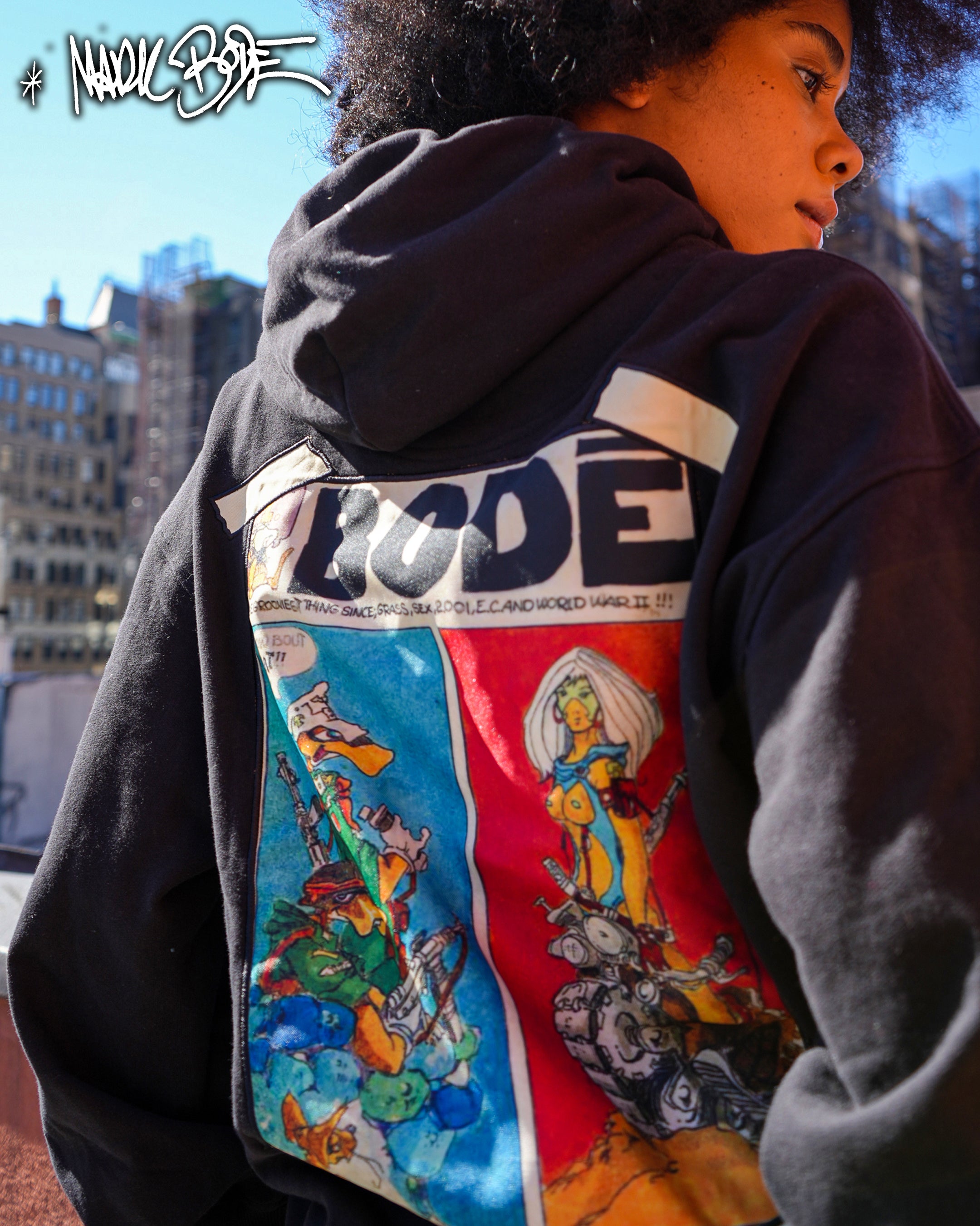Mark Bodē Deadbone Platoon sudadera con capucha de punto negra