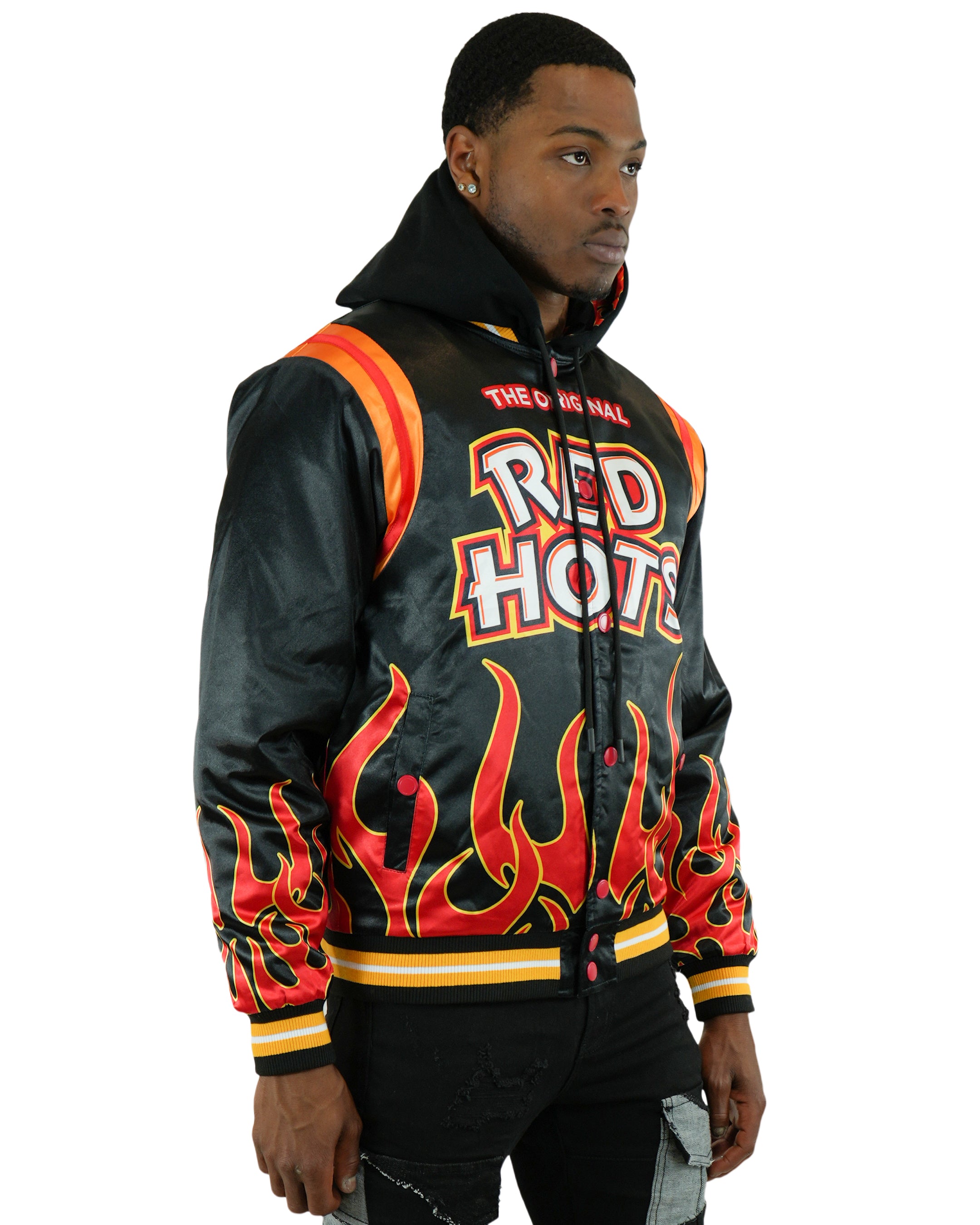 Red Hots® Varsity Satin Black Jacket