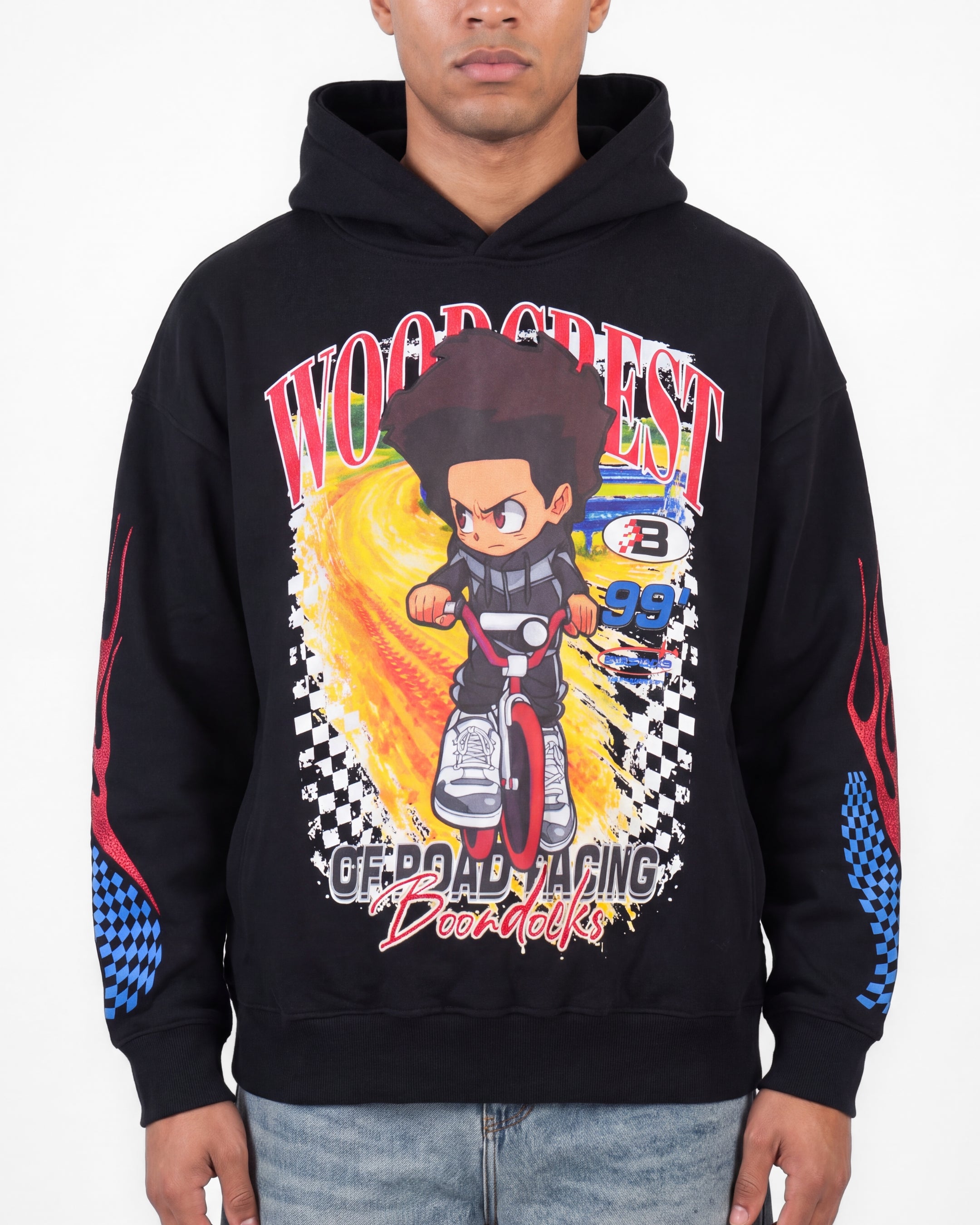 The Boondocks Huey BMX Champion Embellished Black Hoodie