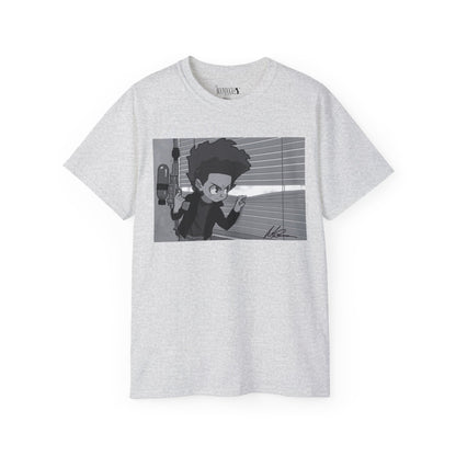The Boondocks - Camiseta ecológica blanca y negra de Huey Packing Heat