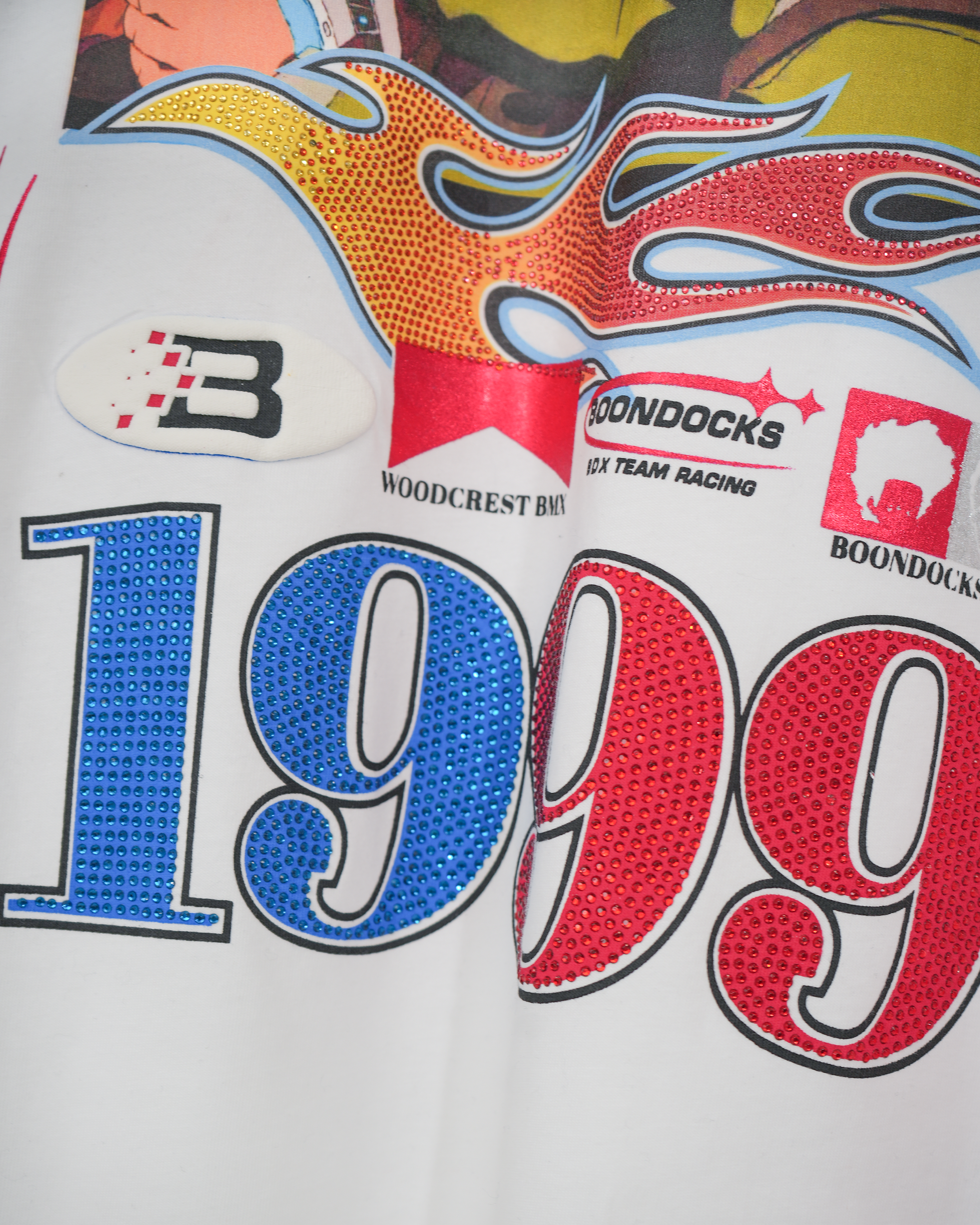 The Boondocks Grandad Grand Prix 1999 White Embellished Tee