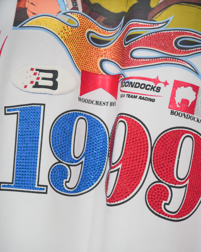 The Boondocks Grandad Grand Prix 1999 White Embellished Tee