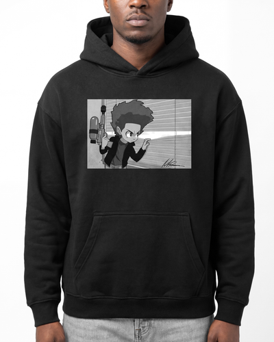 The Boondocks Huey On Watch Oversize Black Hoodie