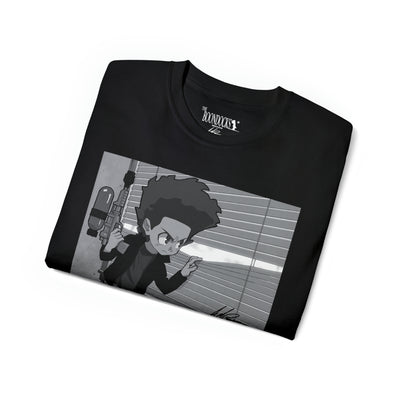 The Boondocks - Huey Packing Heat Black And White Eco-T-Shirt