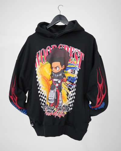 The Boondocks Huey BMX Champion Embellished Black Hoodie