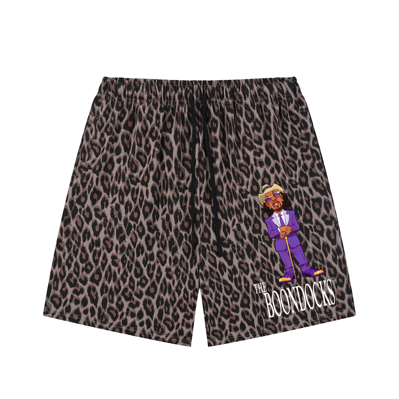 The Boondocks Slickback Leopard Drawstring Shorts