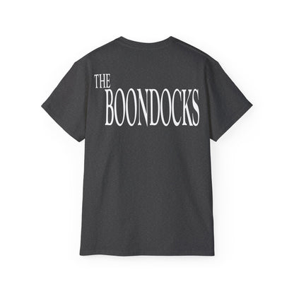 The Boondocks - Camiseta ecológica blanca y negra de Huey Packing Heat