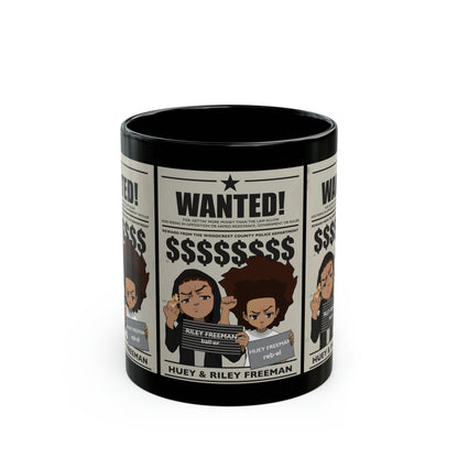 Taza negra The Boondocks Wanted (11oz)