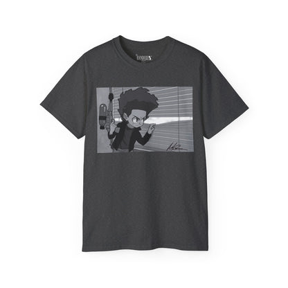 The Boondocks - Camiseta ecológica blanca y negra de Huey Packing Heat