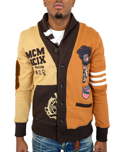 Cárdigan de punto color chocolate Huey Football de The Boondocks