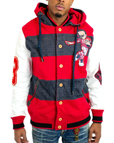 The Boondocks Riley Football Knit sudadera con capucha roja